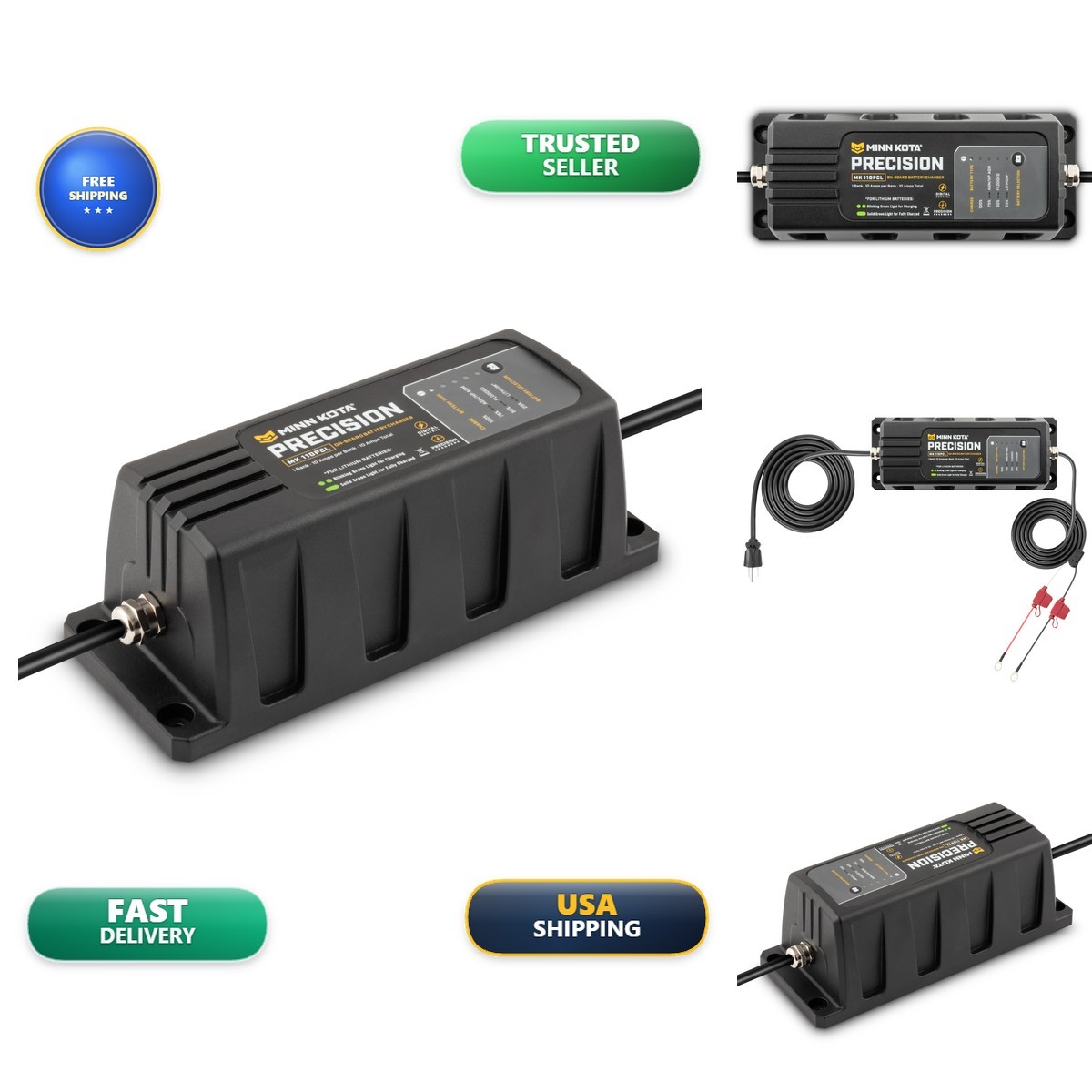 Minn Kota Precision MK-110PCL On-Board Marine Battery Charger 1 Bank 10 Amps