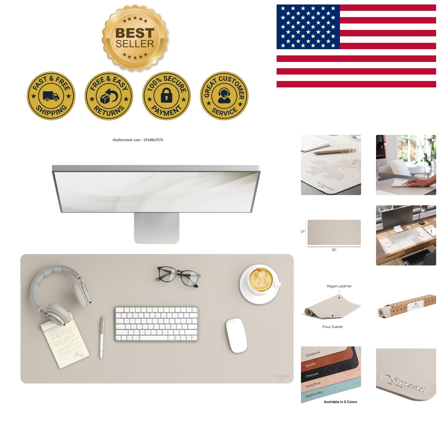 Multi-Functional  Leather Desk Mat 36” x 17” - Perfect for Work & Play