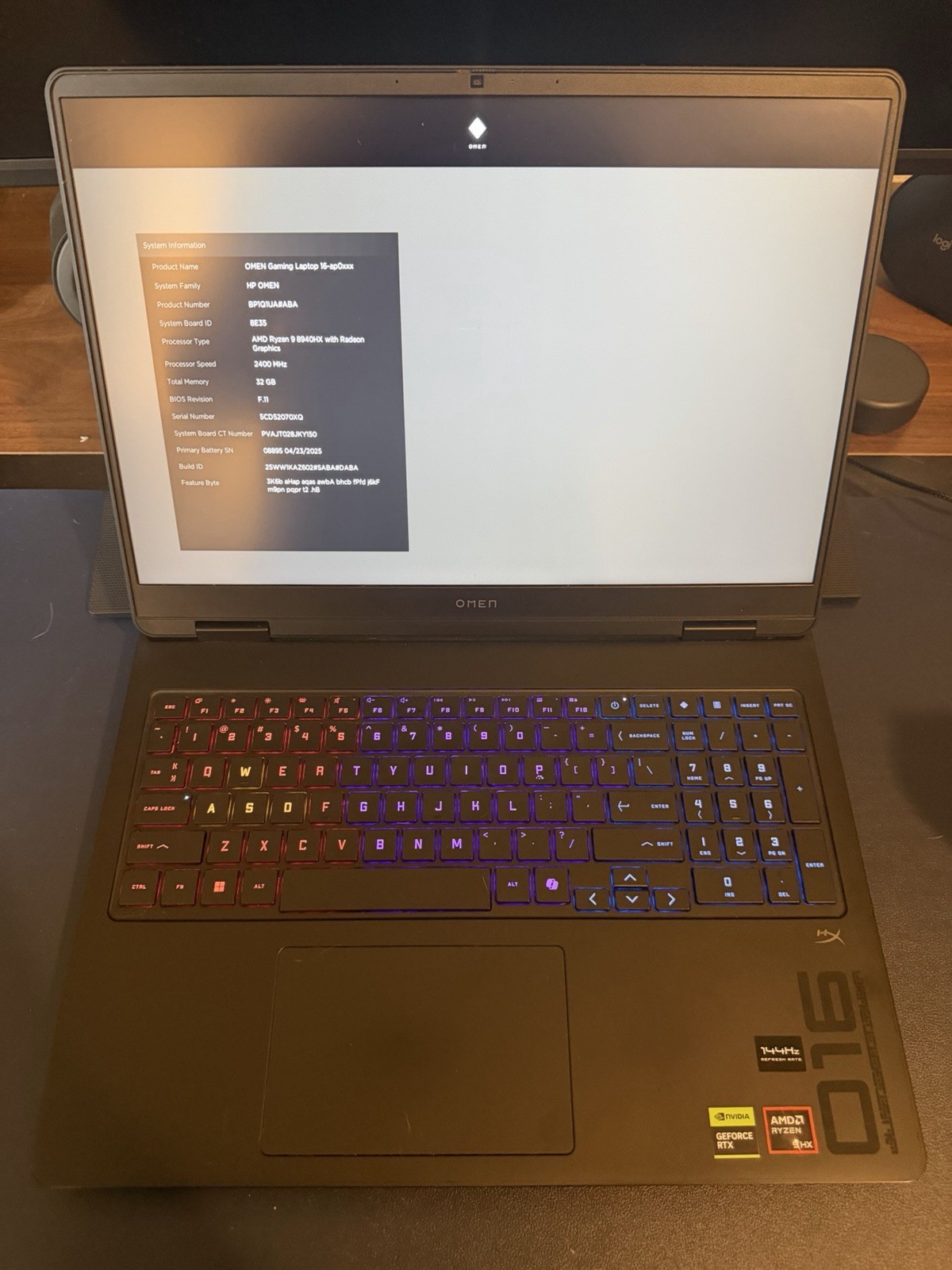 HP OMEN 16" 2K Gaming Laptop Ryzen 9 8940HX 32GB RTX 5060 1TB SSD W/ STICKERS