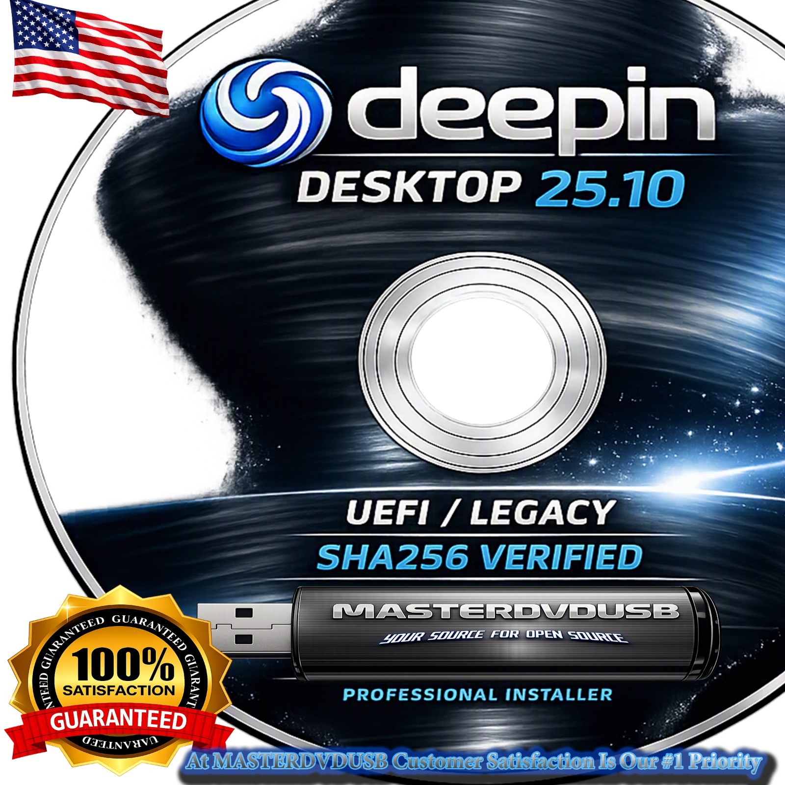 Deepin Desktop 25.10 Bootable DVD Installer | UEFI Legacy | 64-Bit | Linux OS