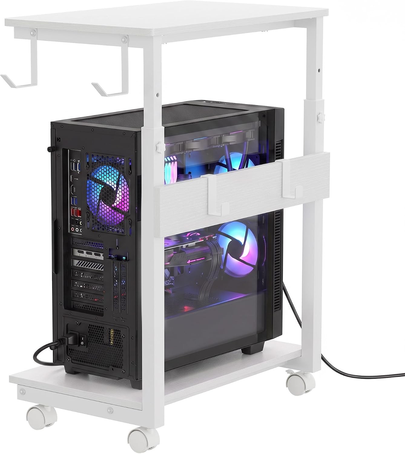 Computer Tower Stand PC Stand Mobile Rolling CPU Holder Cart Height Adjustable
