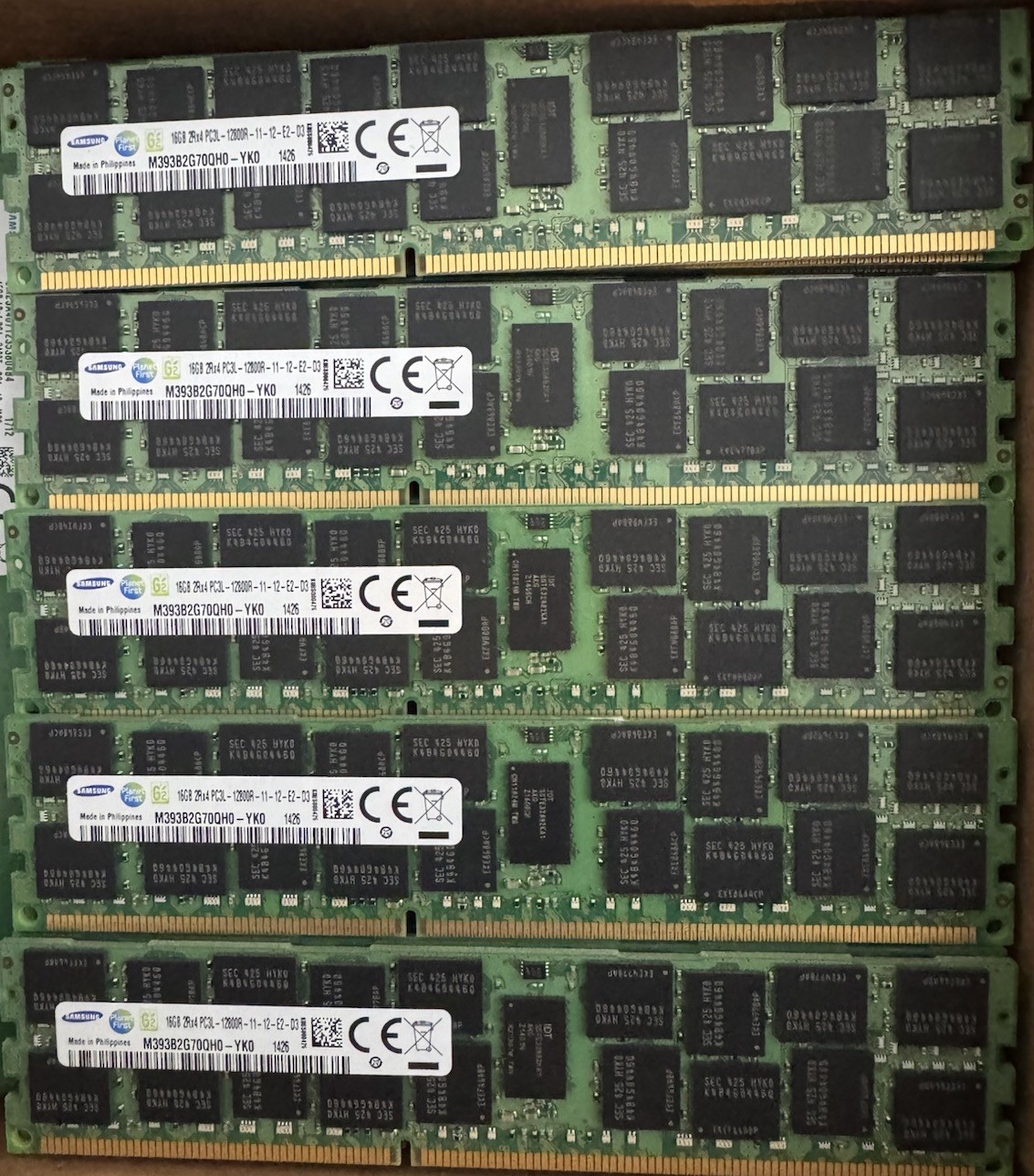 Samsung 128GB 8x16GB DDR3L-1600 ECC RDIMM M393B2G70QH0-YK0 Server RAM