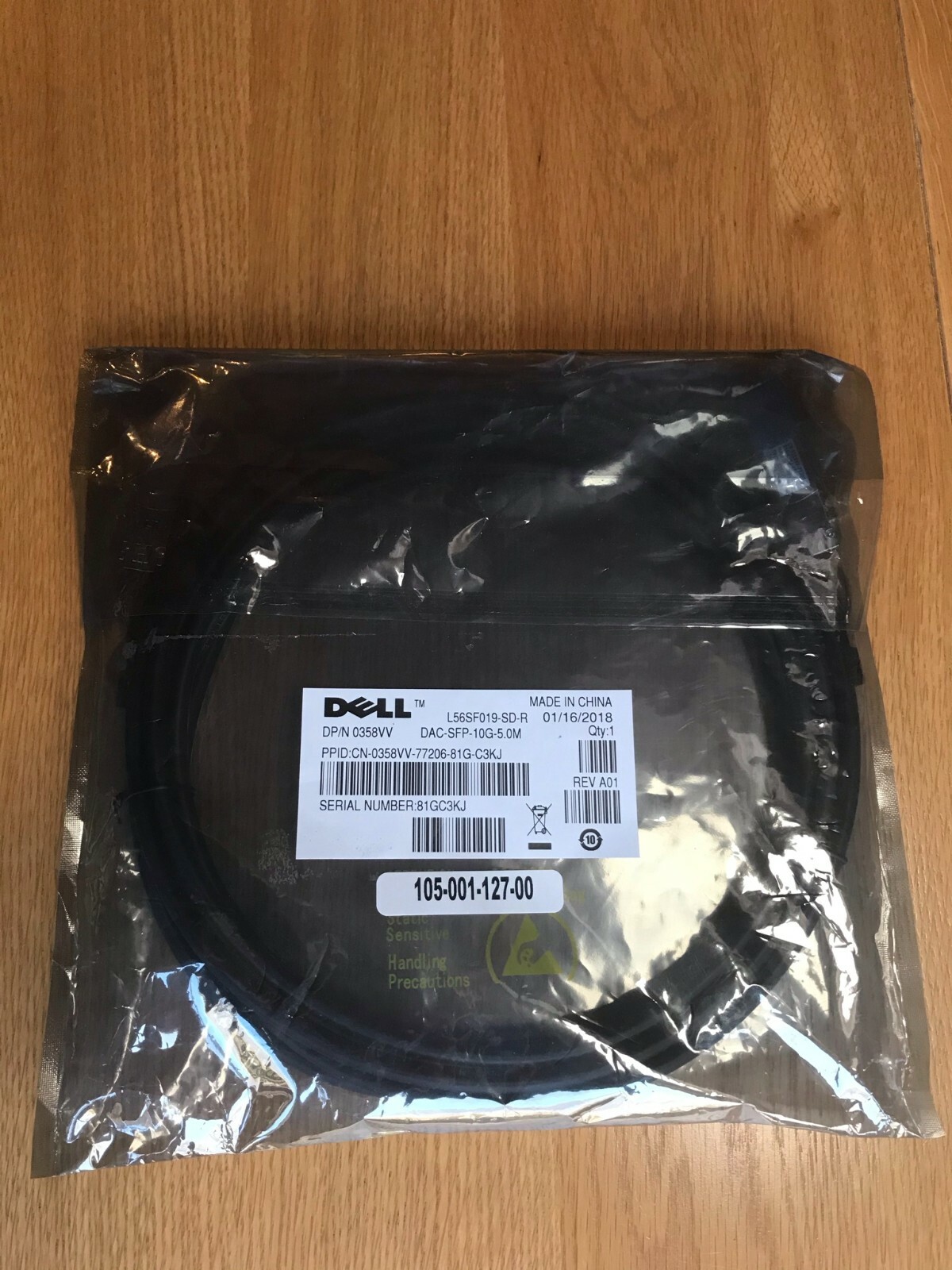 Dell DAC-SFP-10G-5.0M / SFP+ To SFP+, 10Gbe Copper Twinax 5M Cable /DP/N 0358VV