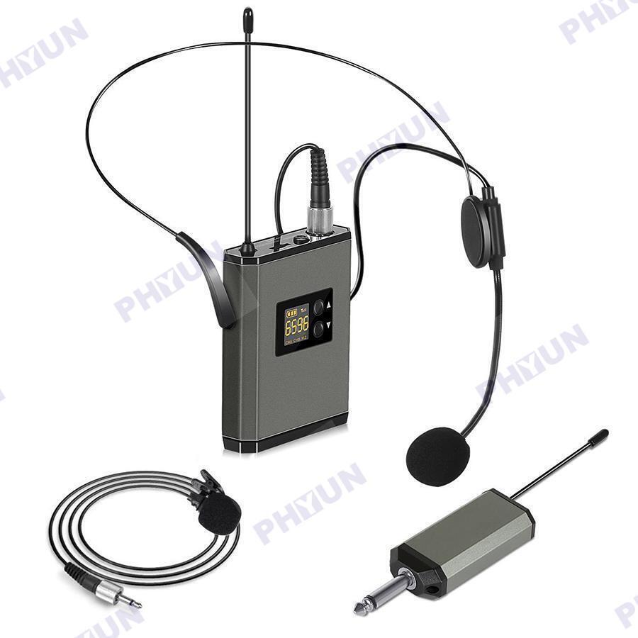 UHF Wireless Microphone Lavalier Lapel Mic Mini Receiver Transmitter Headset Set