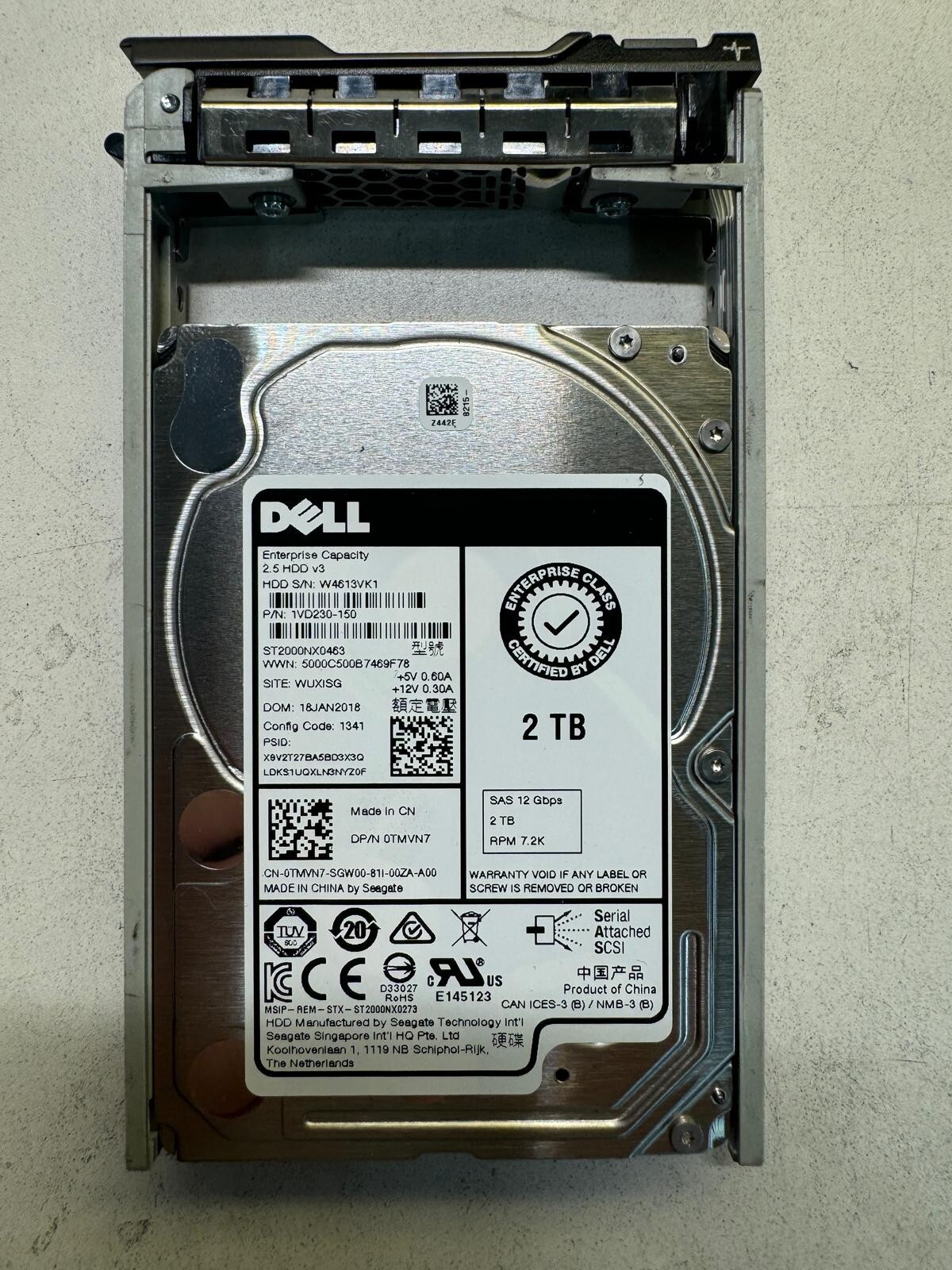 DELL TMVN7 ST2000NX0463 1VD230-150 2TB 7.2K RPM Cache 128MB  12 Gb/s SAS 2.5"