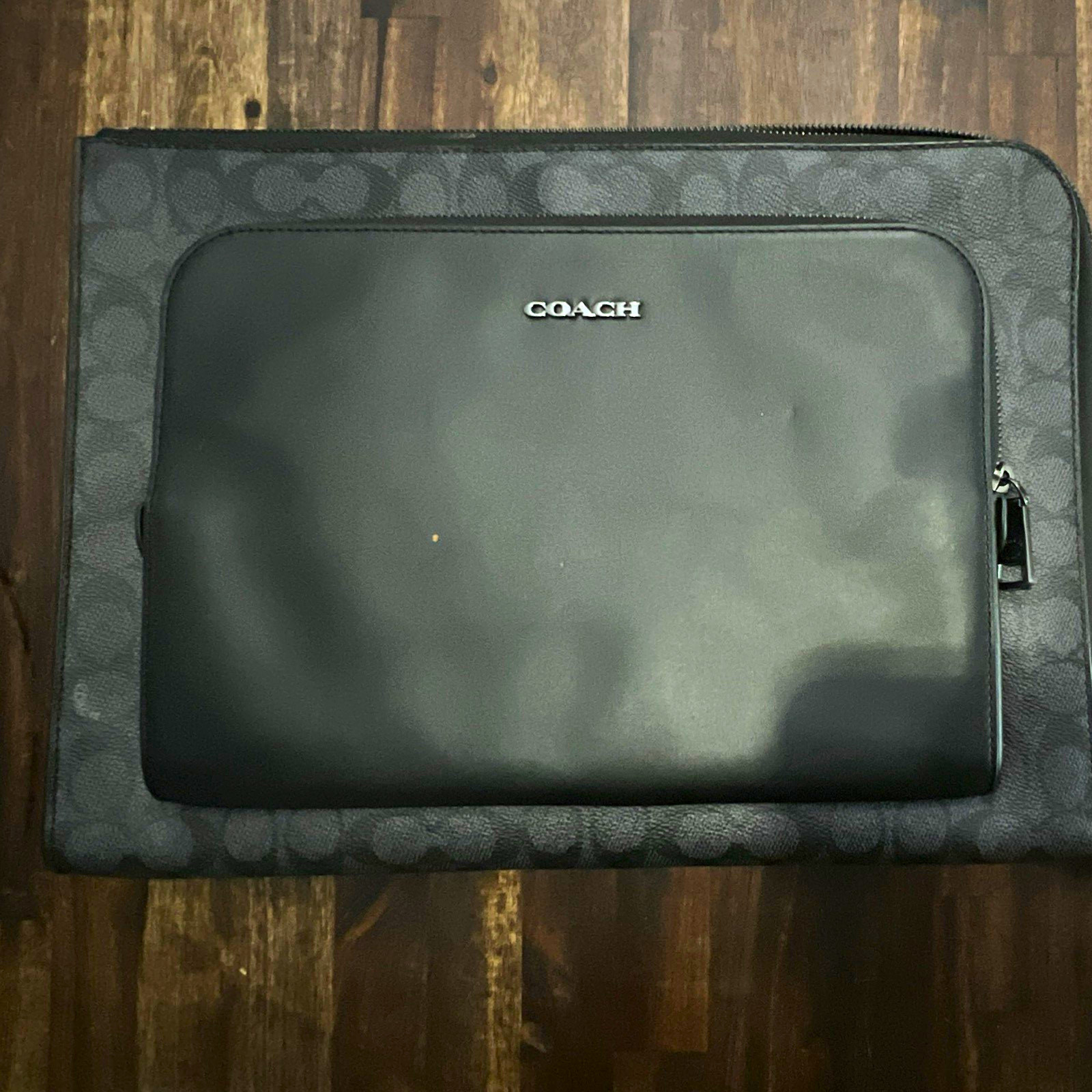 COACH Ethan Portfolio Signature Leather 15in Padded Zip-Around Laptop Sleeve