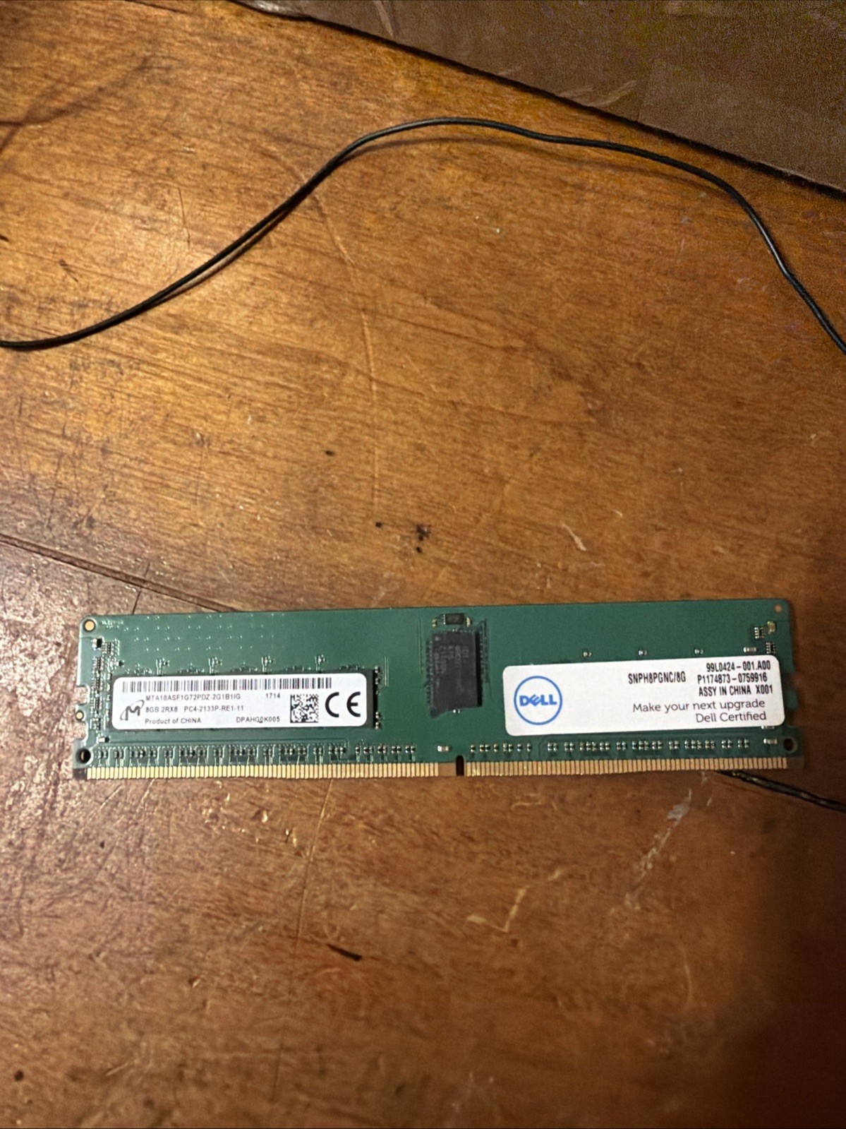 MICRON MTA9ASF1G72PZ-2G9E1VI 8GB 1Rx8 PC4-2933Y ECC Reg 1.2V 288-pin RDIMM