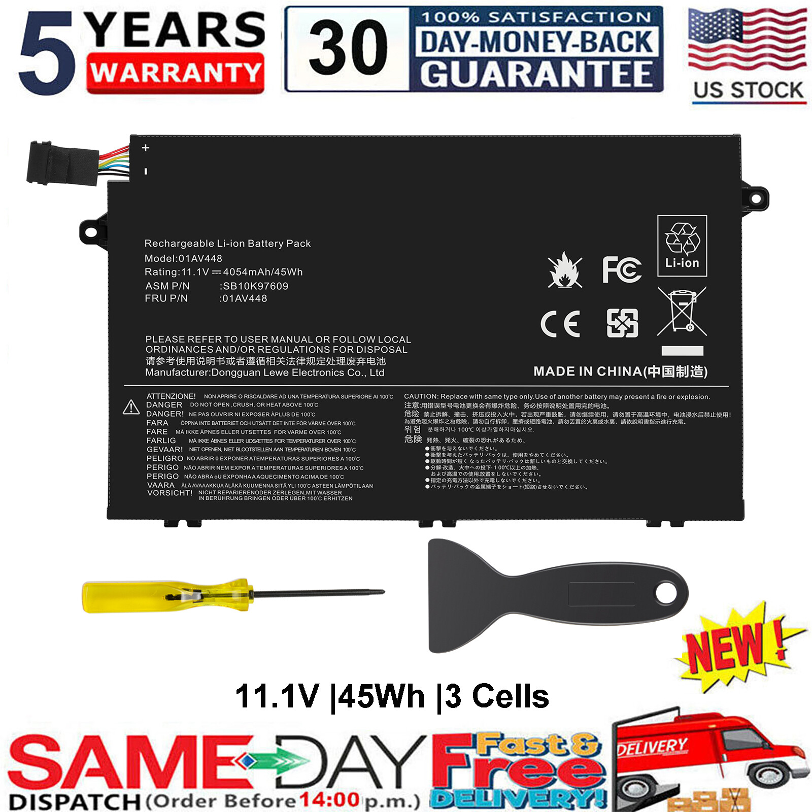 NEW For Lenovo-ThinkPad E480 E490 E590 Battery E585 E595 E14 E15 Series L17M3P52