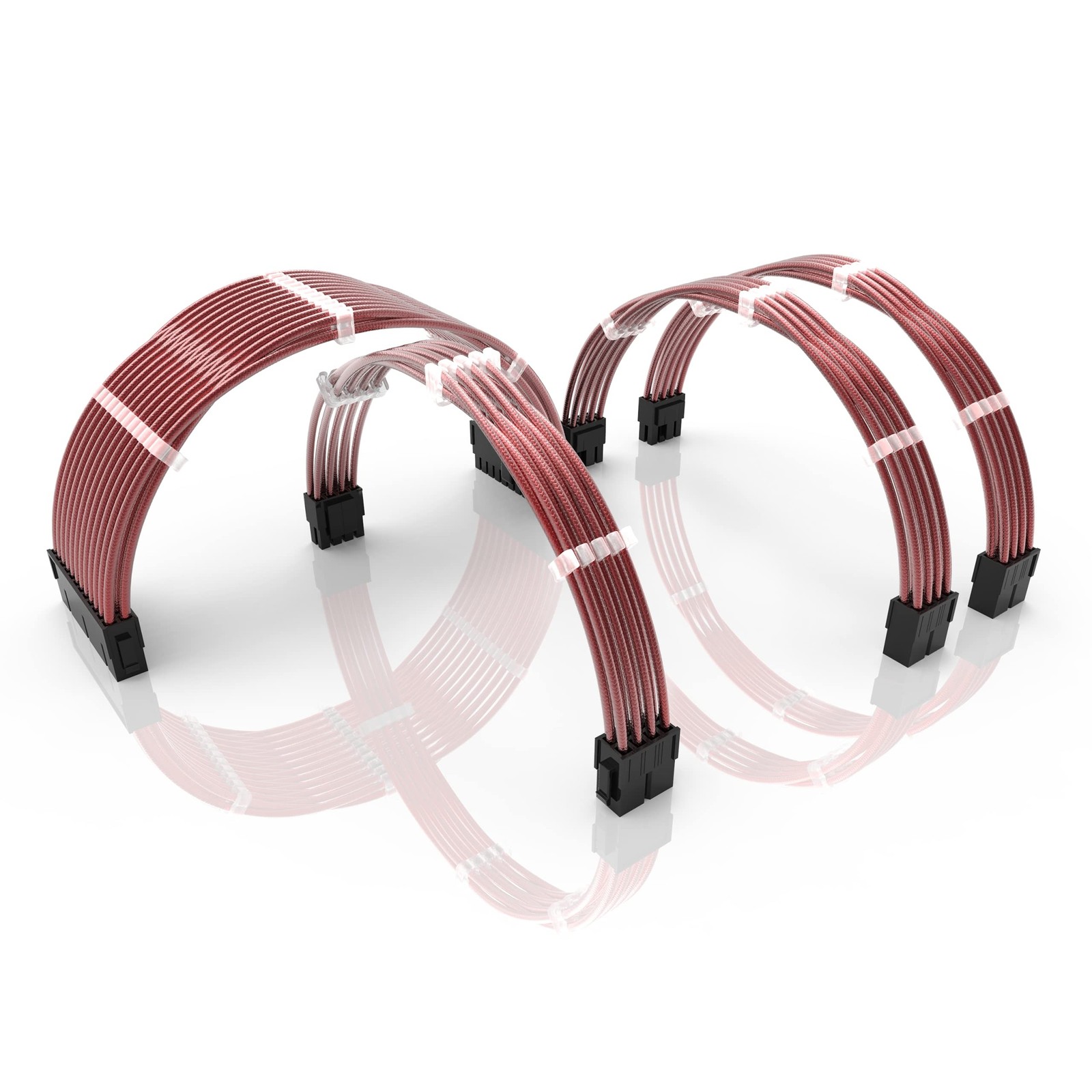LINKUP - 50cm PSU PC Power Extension Cable Metallic Sleeved Silicone Coated S...