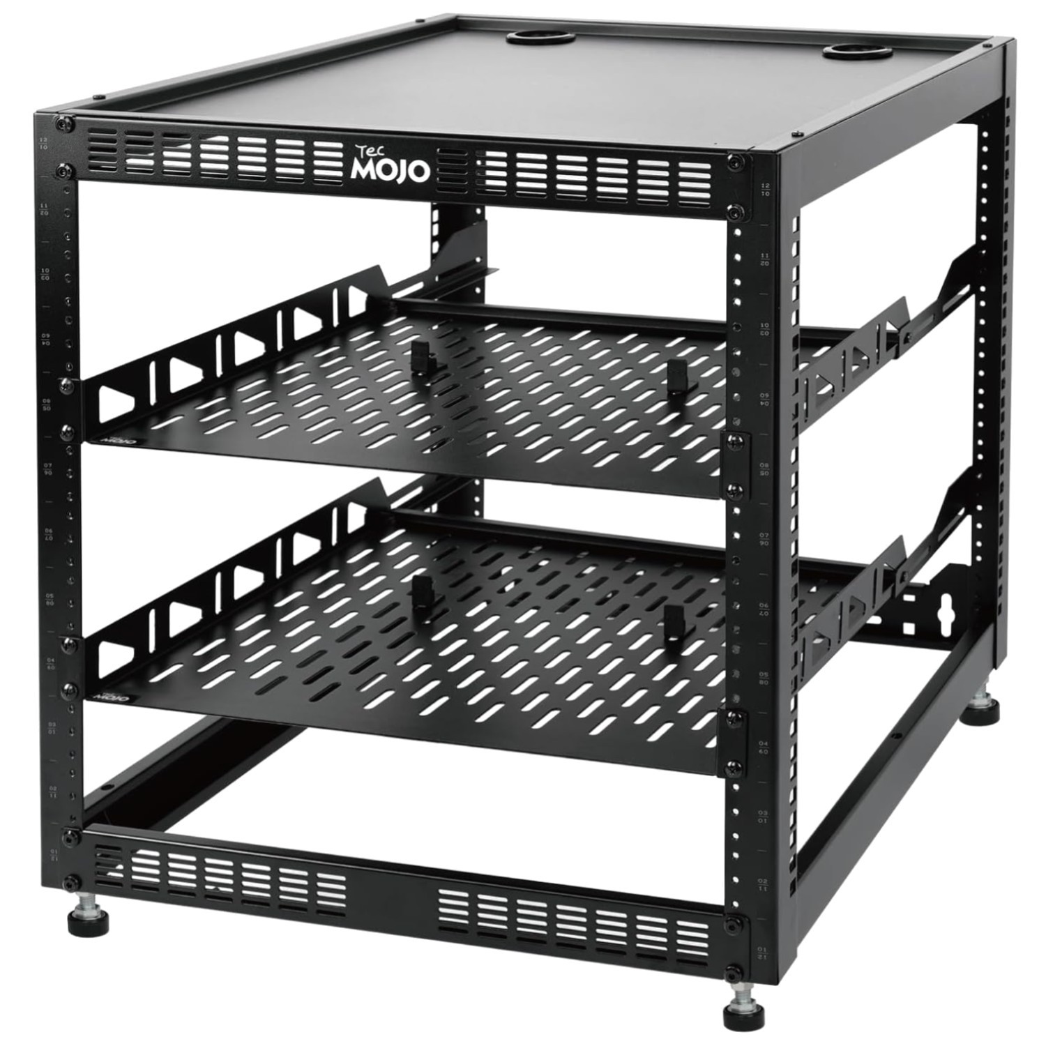 Heavy-Duty 12U Server Rack with 2 Shelves, Mounting Hardware
