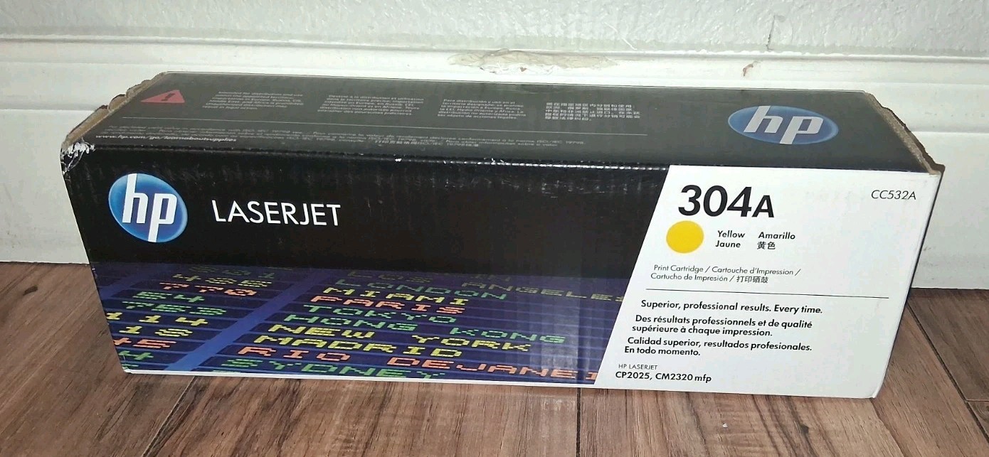 HP 304A Laser Jet Yellow OEM Toner Cartridge New Genuine Sealed