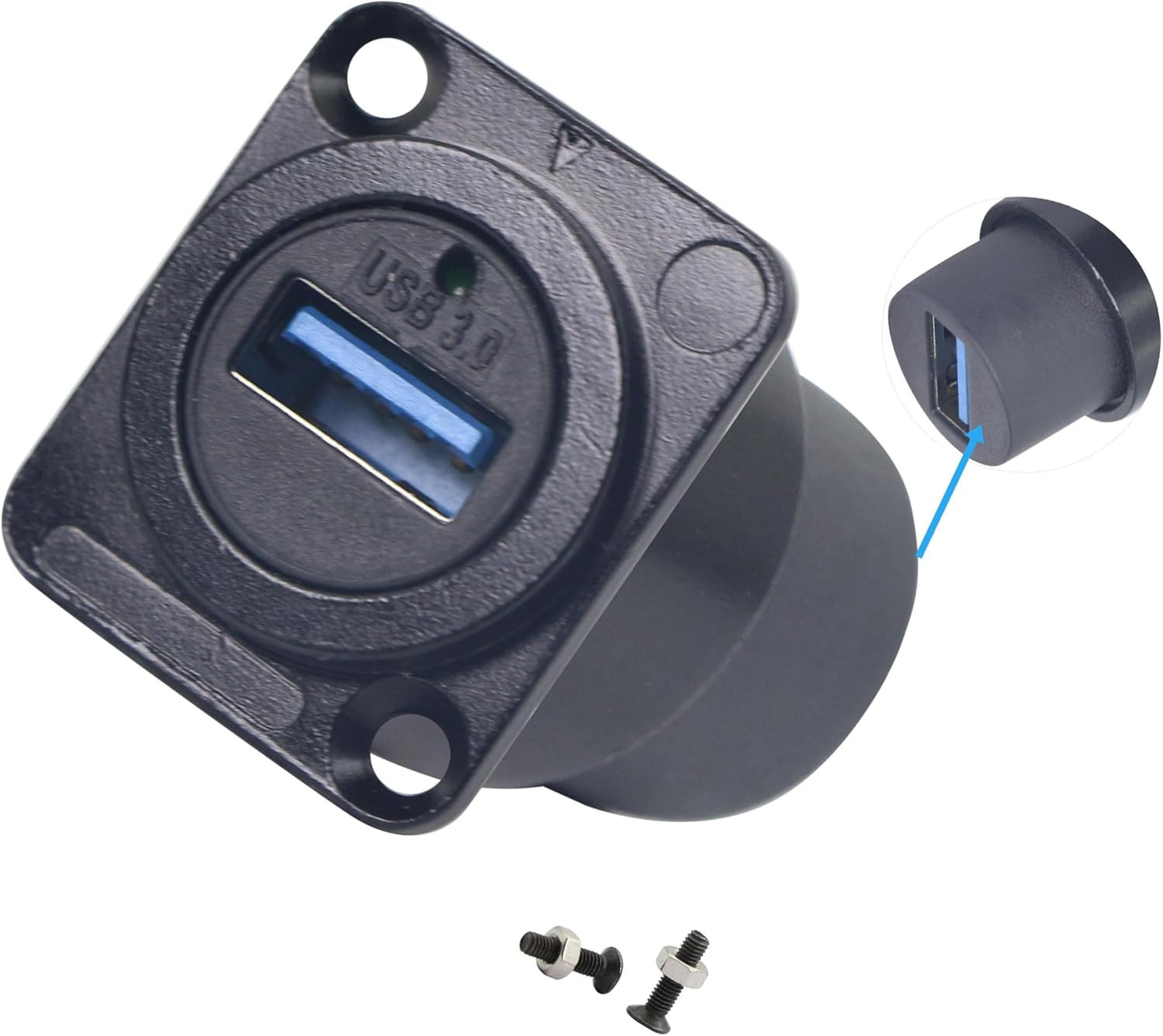 USB 3.0 Female to Female Panel Mount Coupler Solderless Adapter 5Gbps with Screw
