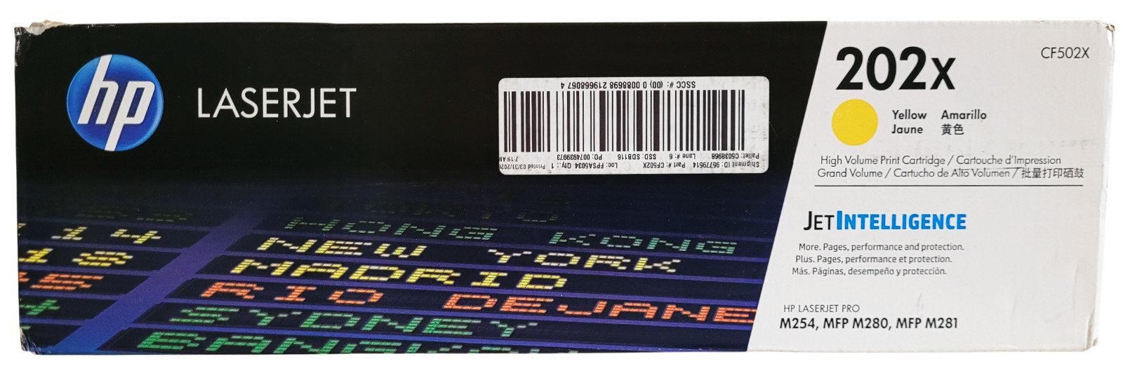 HP LaserJet 202X Yellow CF502X High Yield Toner Cartridge New Sealed-Open box