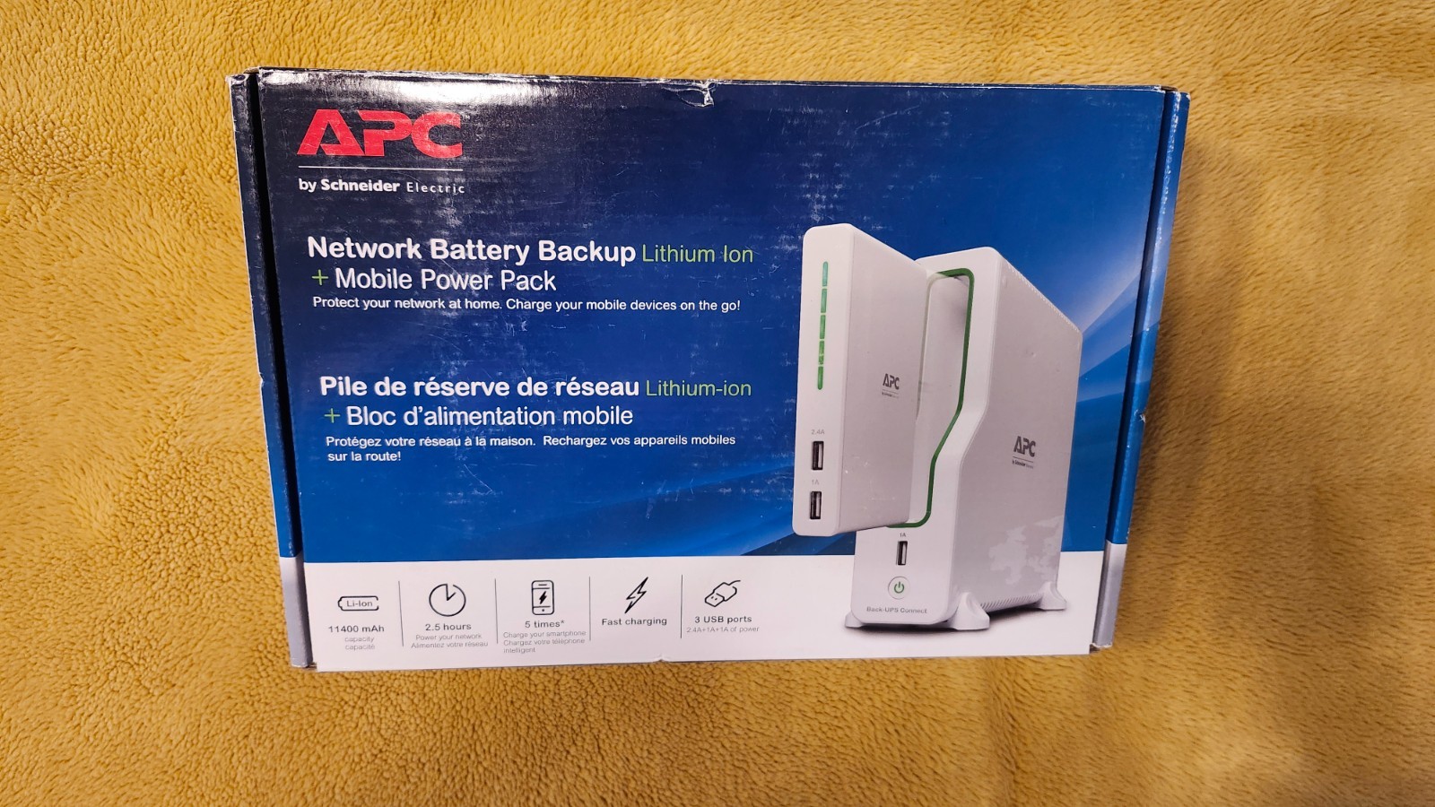 APC Network Lithium Ion Battery Backup W/Mobile Power Pack, USB Charging Ports