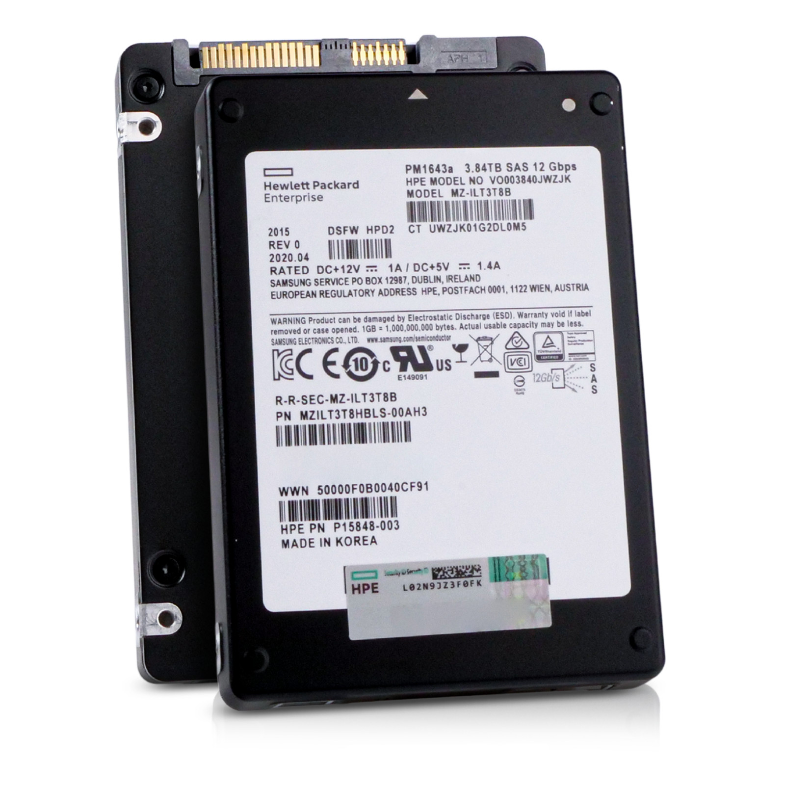 HP/Samsung PM1643a 3.84TB MZILT3T8HBLS SAS 12Gb/s 3D TLC 1 DWPD 2.5" SSD
