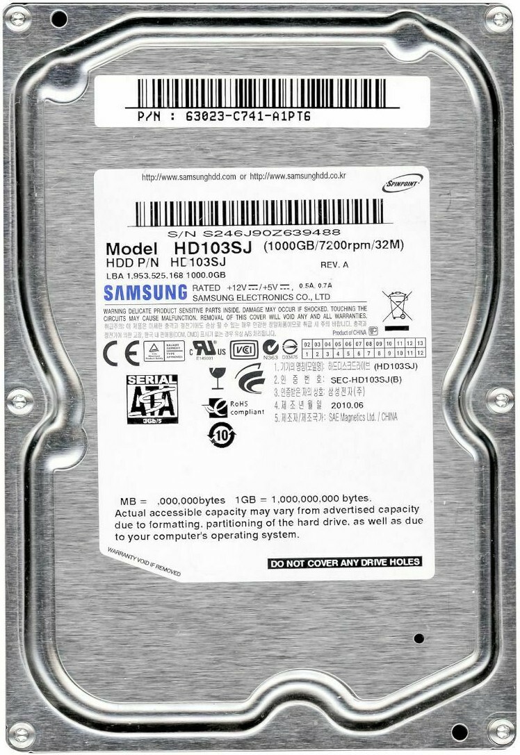 HARD DRIVE SAMSUNG 1TB Spinpoint F3 HD103SJ 32MB 7200RPM SATA II 3.5'' inch