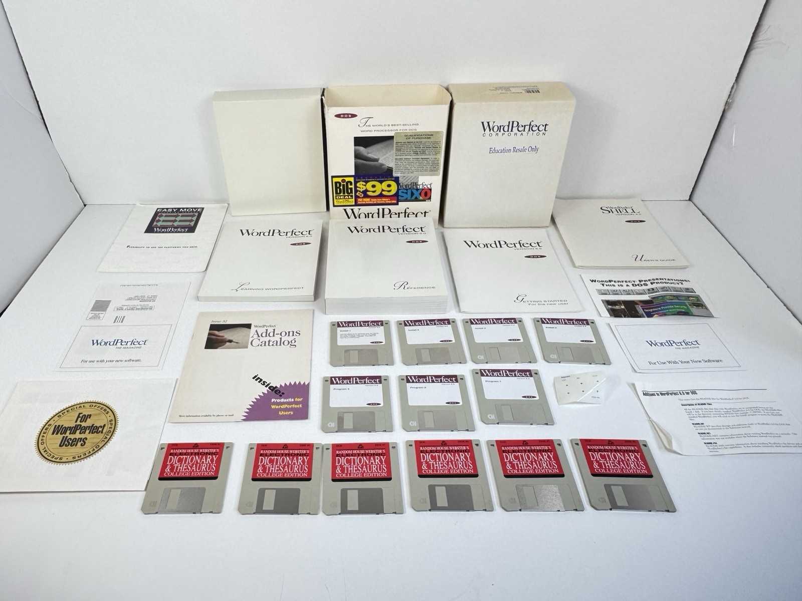 WordPerfect 6.0 DOS Education Resale Only Complete Box Manuals Disks Vintage