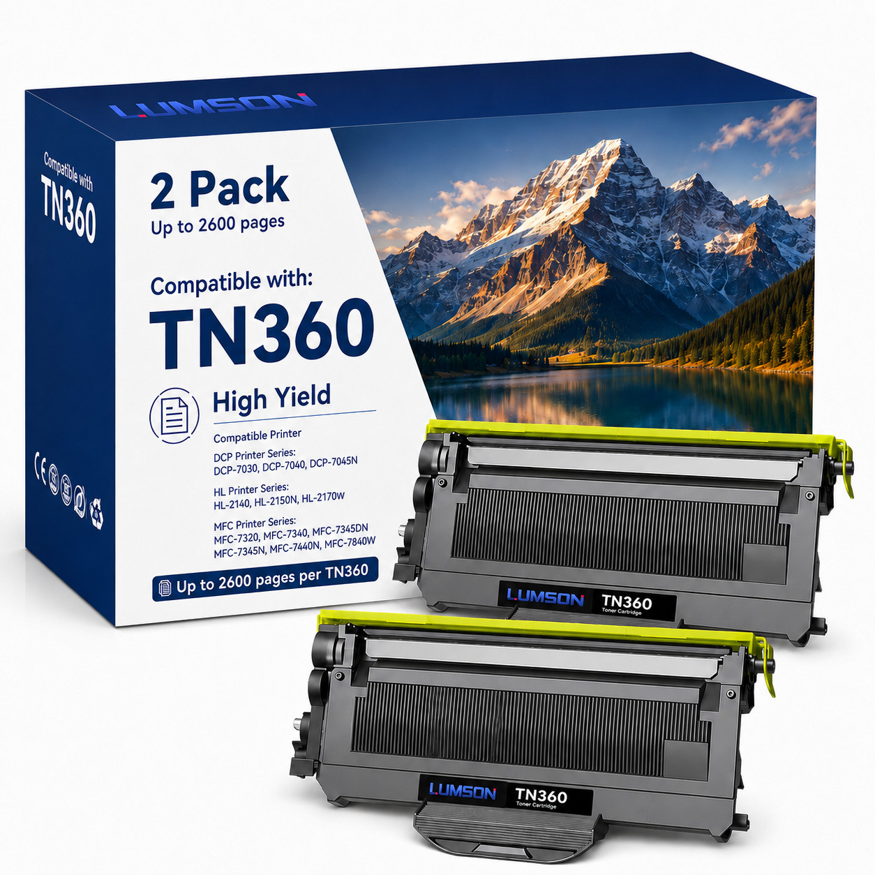 TN360 2Pack Toner Cartridge High Yield ForTN-330 MFC-7340 7840W HL-2140 DCP-7040