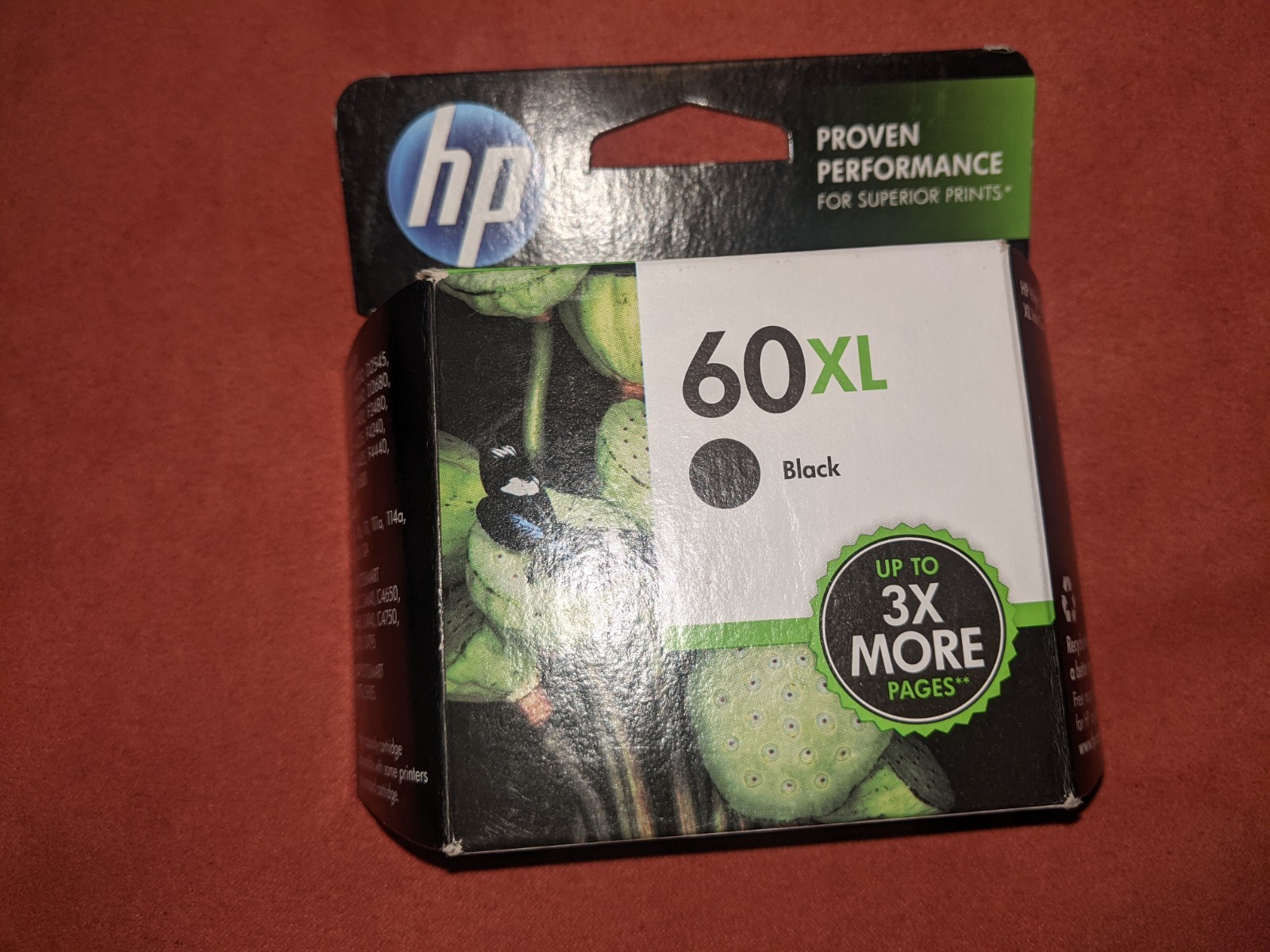 Genuine HP 60XL Black High-Yield Ink, New In Box