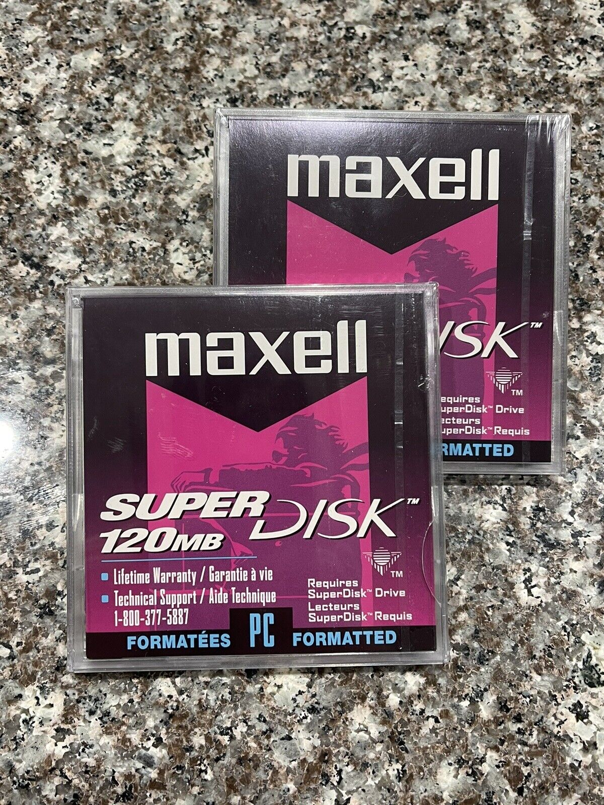 2 NEW Sealed PACKAGE MAXELL LS-120 SUPER DISK 120MB - PC DOS FORMATTED 