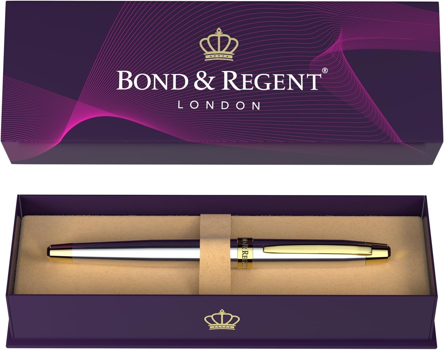 Rollerball Pen 24 Karat Gold Silver Chrome Luxury Executive Bond Regent Fancy