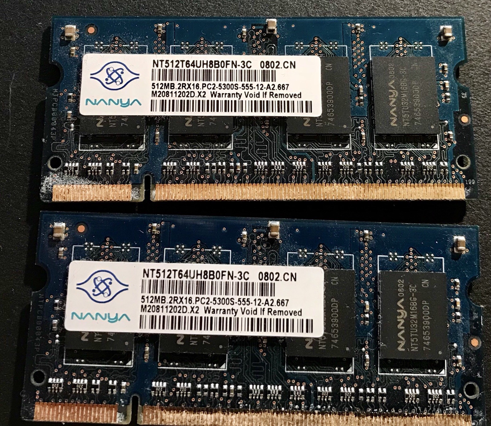 1GB Nanya (2x512MB) PC2-5300 DDR2 667MHz SODIMM RAM Memory NT512T64UH8B0FN-3C