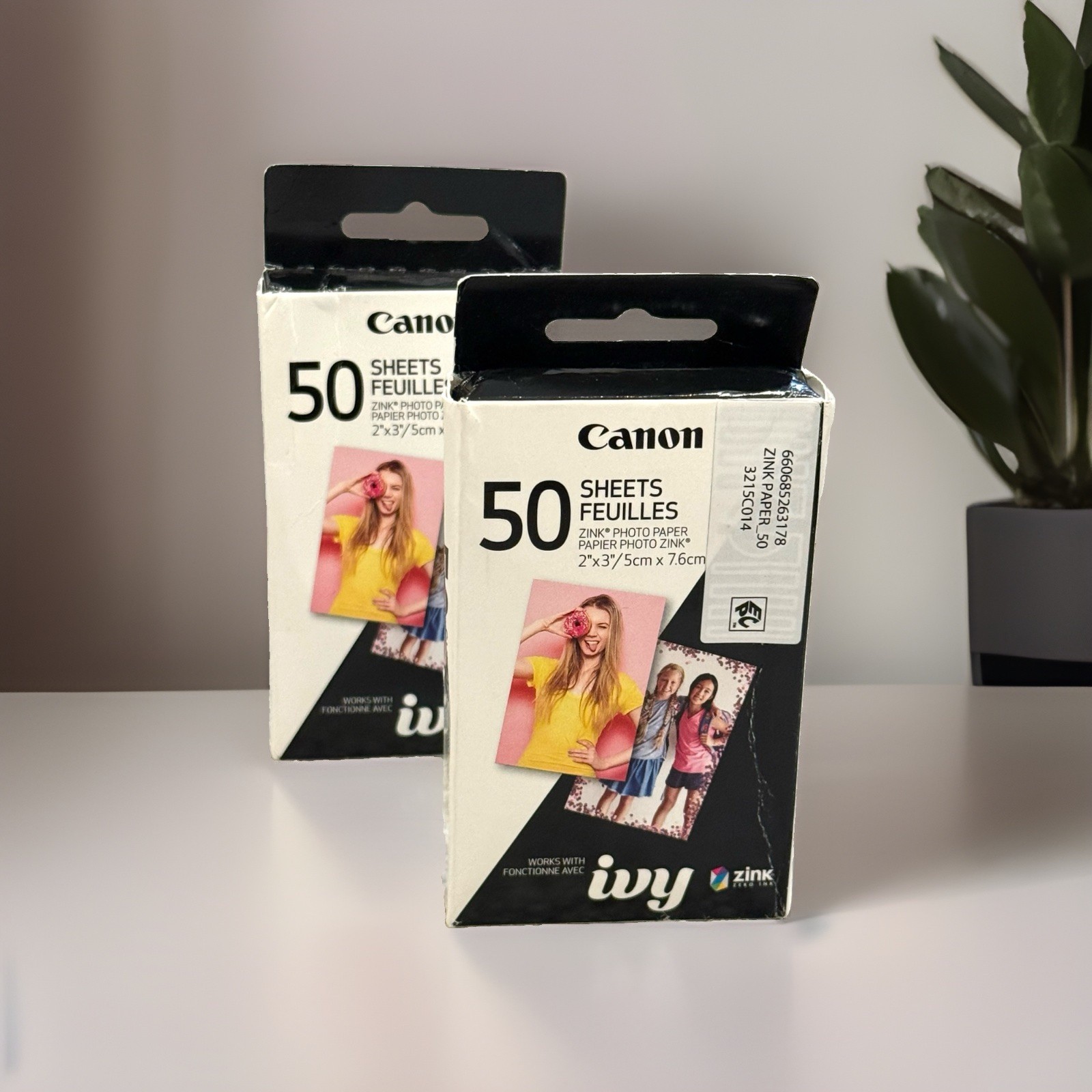 CANON 50 SHEETS ZINK PHOTO PAPER IVY ZERO INK- NIB- 2 Pack Lot