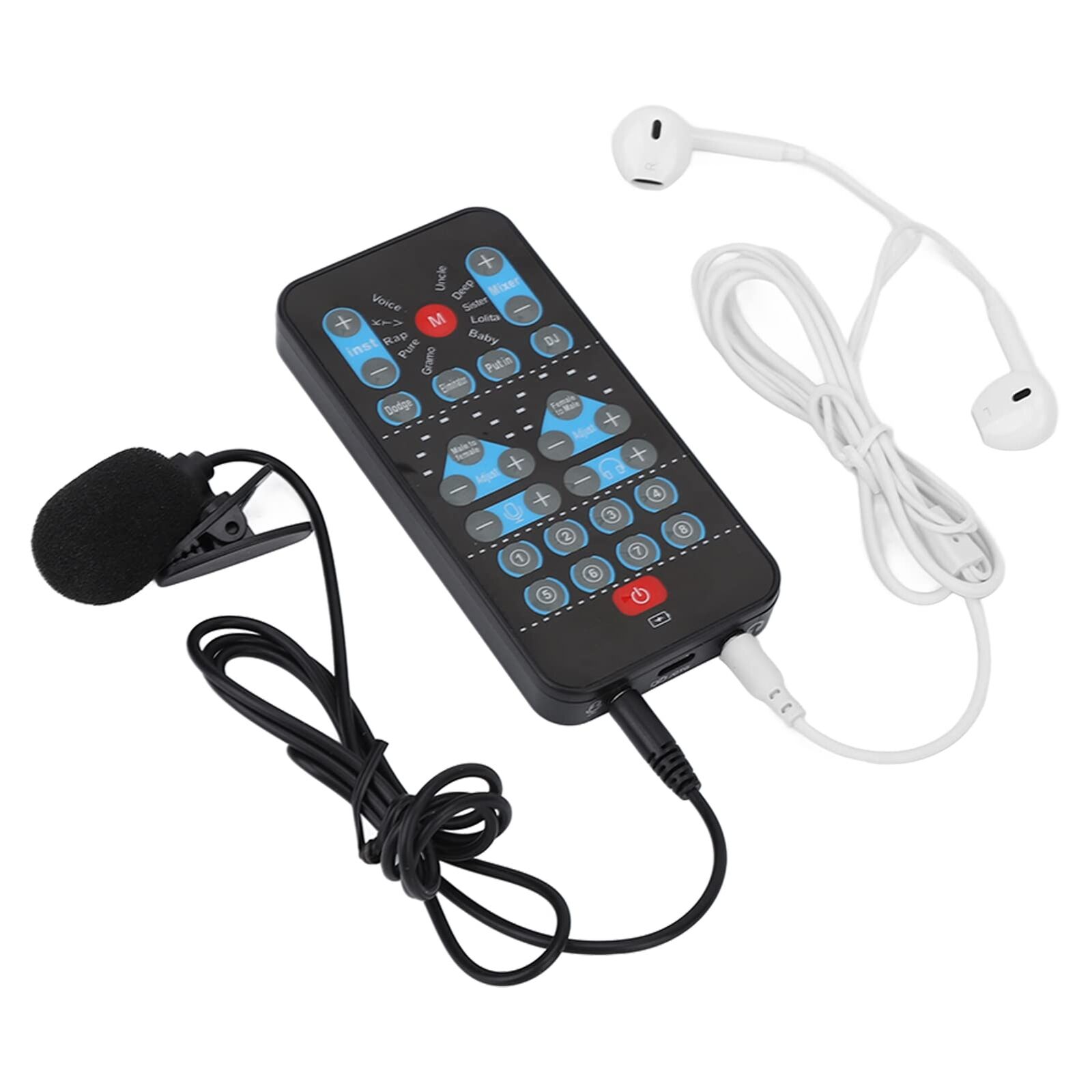 Portable Live Sound Card,8 Sound Effects External Mini Voice Changer,Support Mul