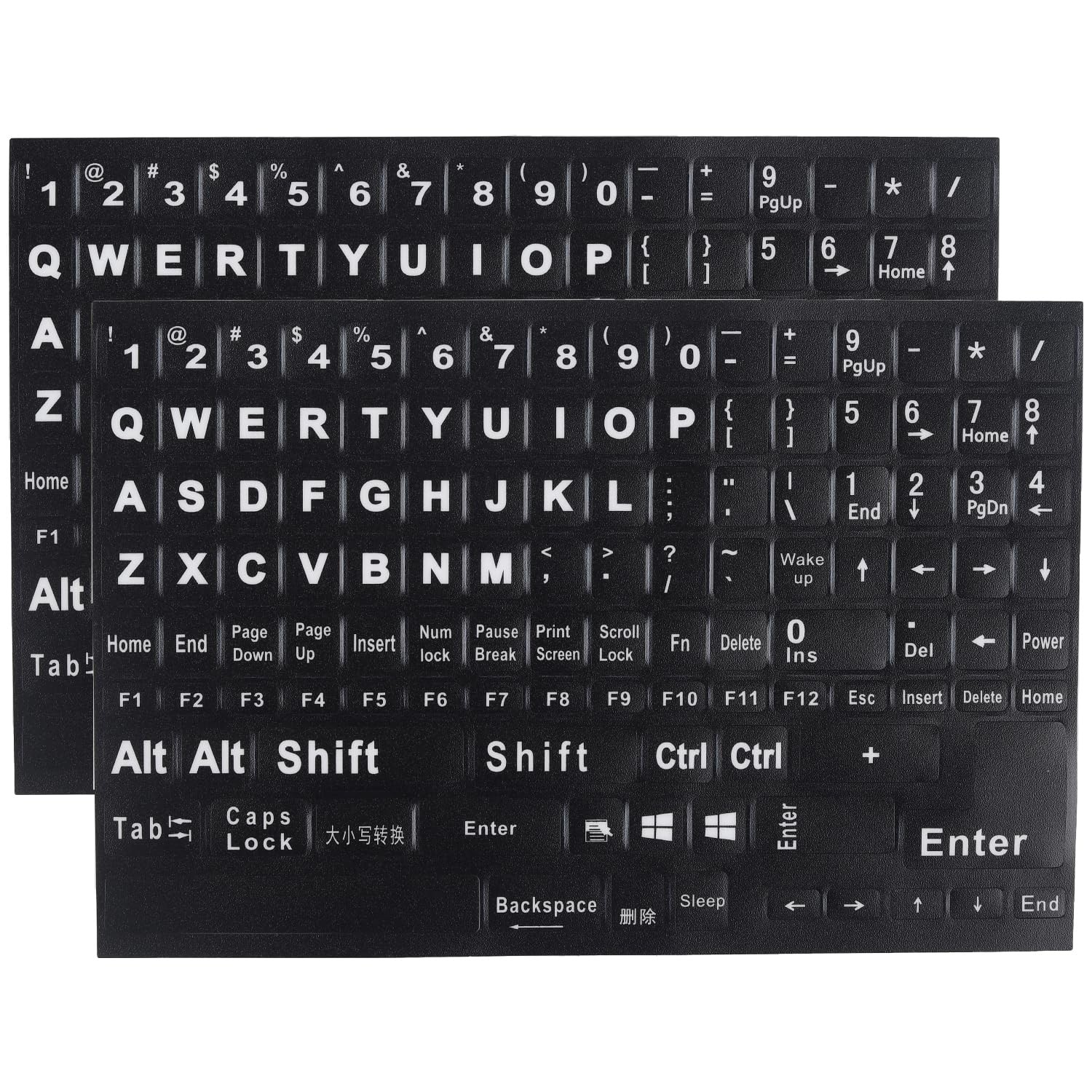2 Pack English Keyboard Stickers 0.51 x 0.43 inches, /Black letters