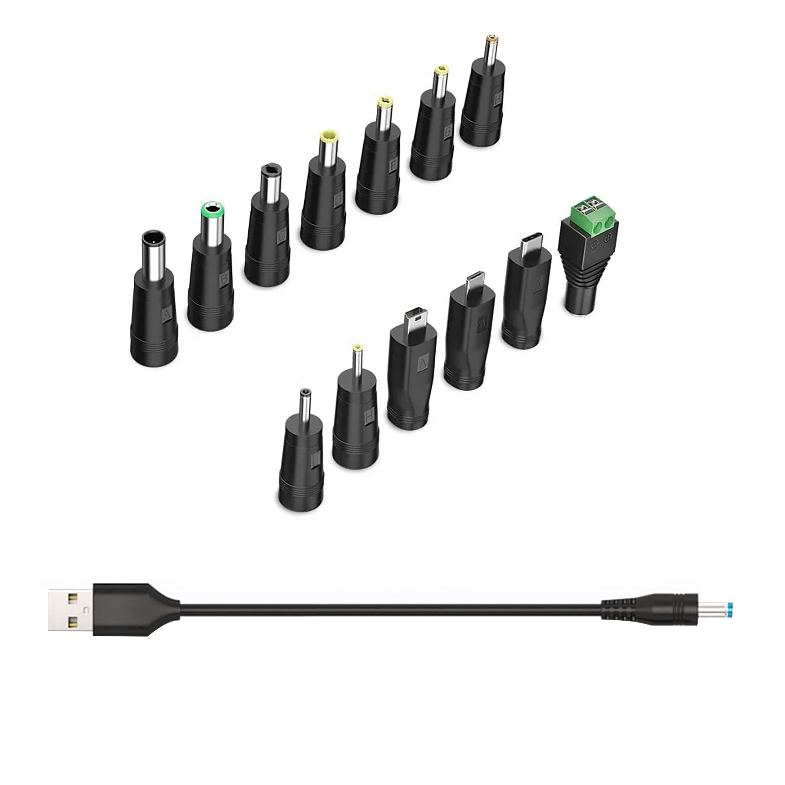 Durable USB to DC 5V Power Cord, Universal DC 5.5x2.1mm Cable with 13 Connectors