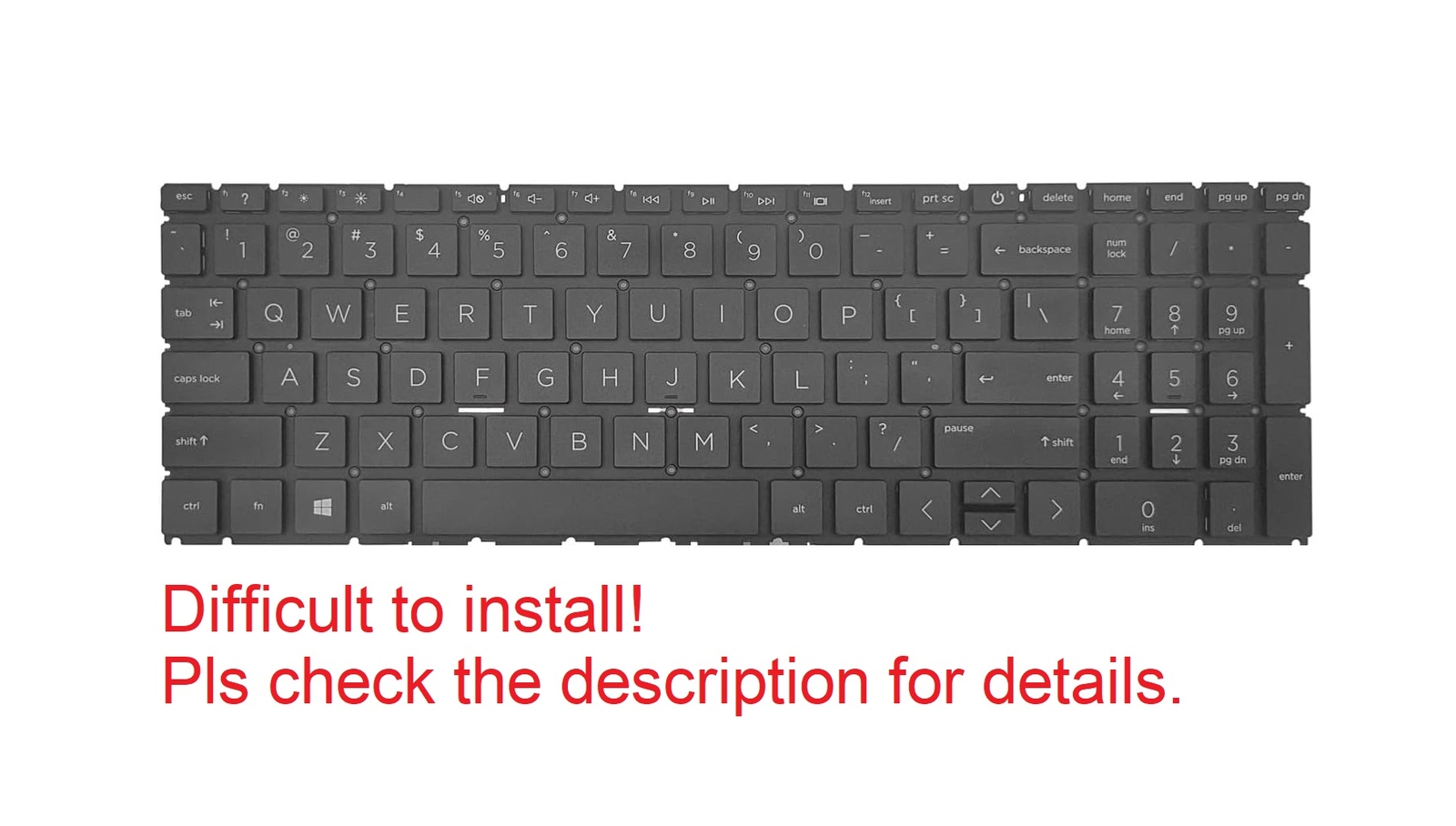 Original US Black Keyboard for HP 17-cp0097nr Non-Backlit