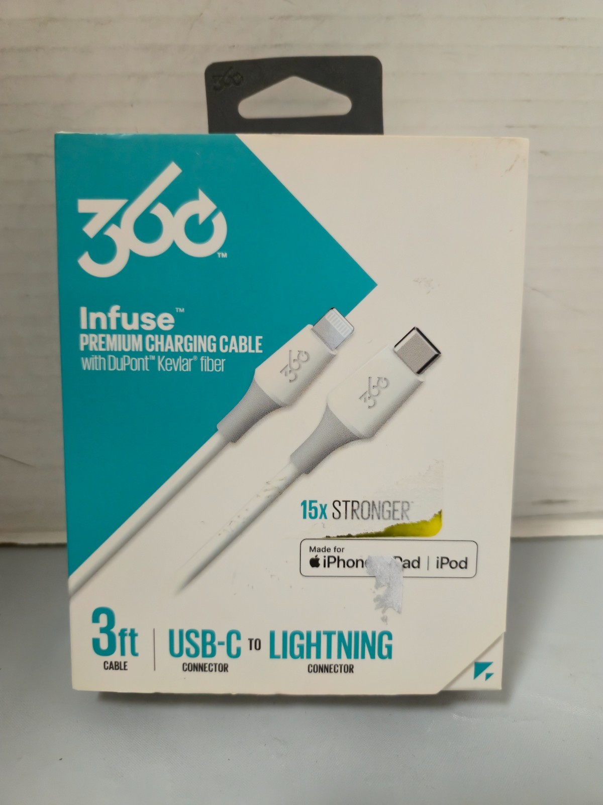 360 Infuse Premium Charging Cable with DuPont Kevlar Fiber - 3ft Cable
