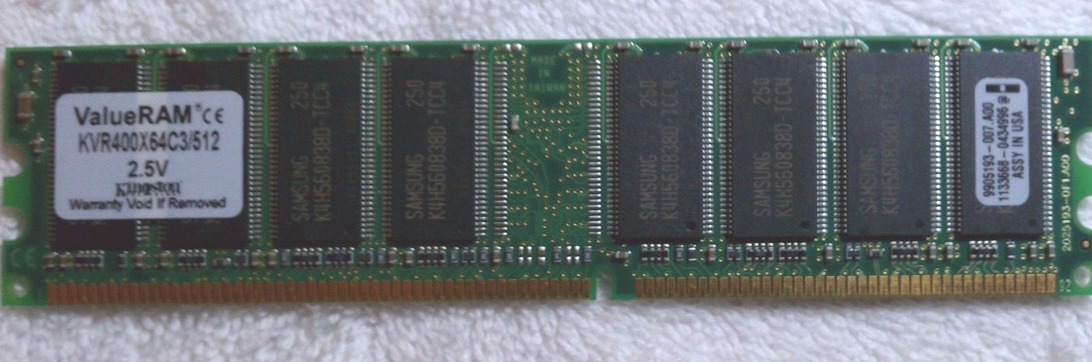 Kingston (ValueRam) RAM (KVR400X64C3/512 2 Sticks (Used)