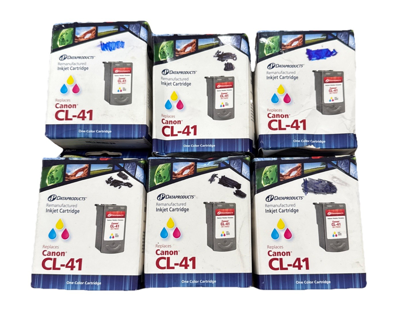 Dataproducts Inkjet Cartridges Replaces Canon CL-41 Tri-Color Lot Of 6 NEW