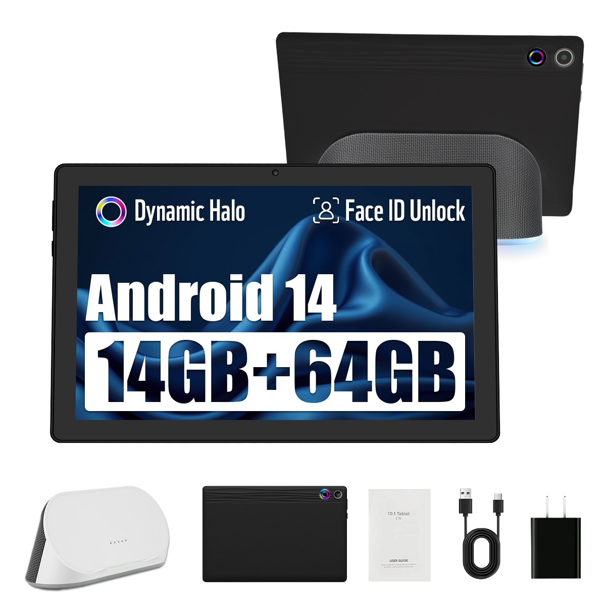2025 Android 14 Tablet with Charging Speaker Dock Otca-Core, 14+64GB Storage US