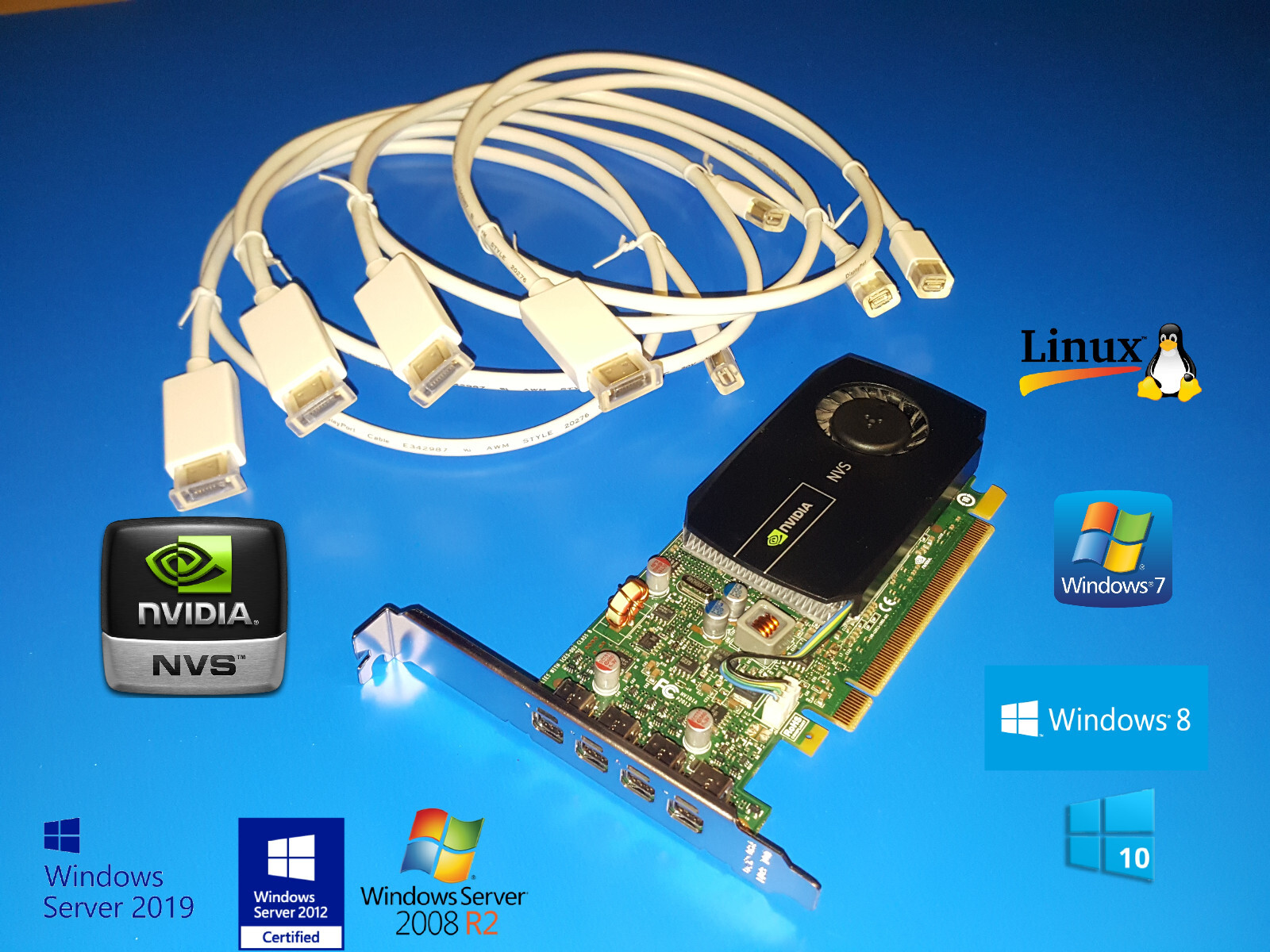 HP Workstations Z210 z240t z400 z420 z800 z820 2GB Quad HDMI Video Card W/Cables