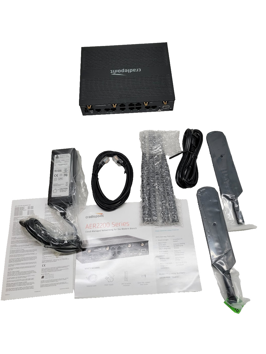 Cradlepoint AER2200-1200M-B Series Router W/ Power Supply and Accessories Bundle