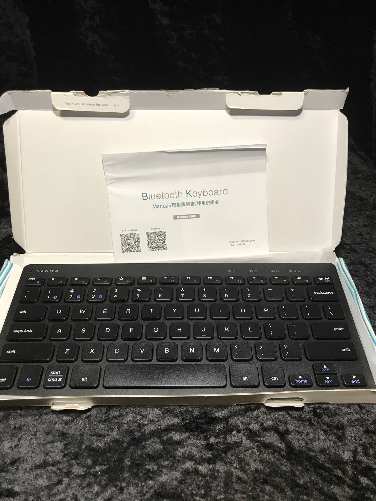 SANWA (Japan Brand) Slim Bluetooth Keyboard, with Built-in GSKBBT28BK 