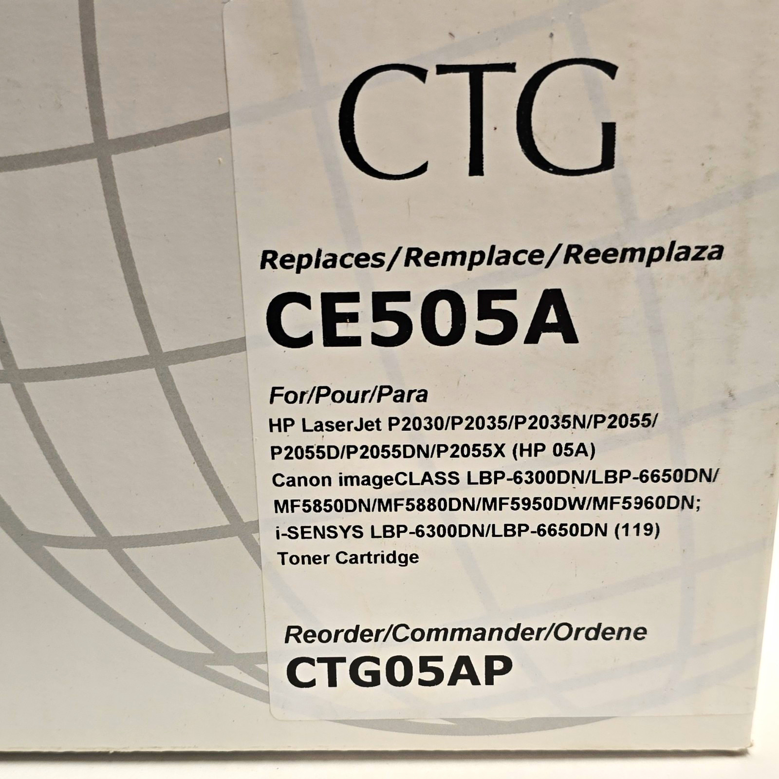 CTG Black Laser Compatible Toner Cartridge CE505A CTG05AP for HP Canon