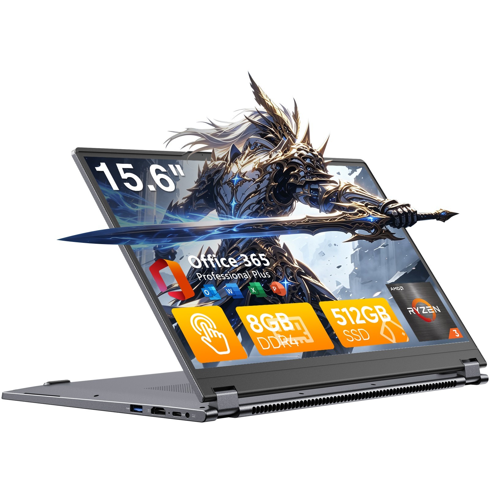 15.6" Touchscreen 2-in-1 Laptop PC 8/512GB AMD Ryzen R3 3200U Windows 11 Pro