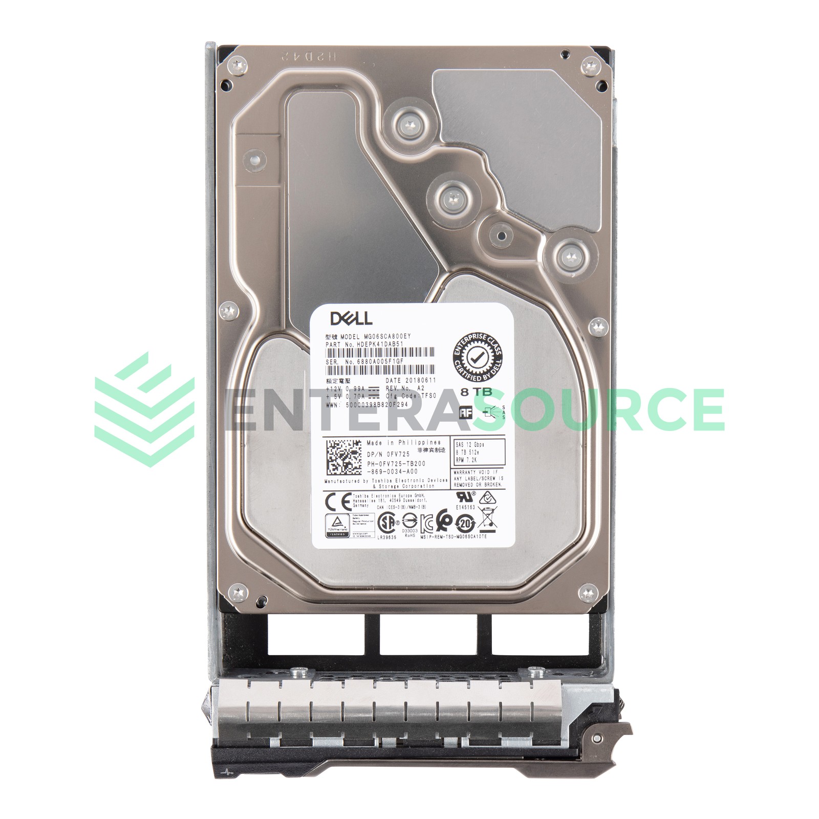 Dell FV725-NEW 8TB 7.2K NL SAS 3.5" 12Gbps ISE Hard Drive | Toshiba MG06SCA800EY