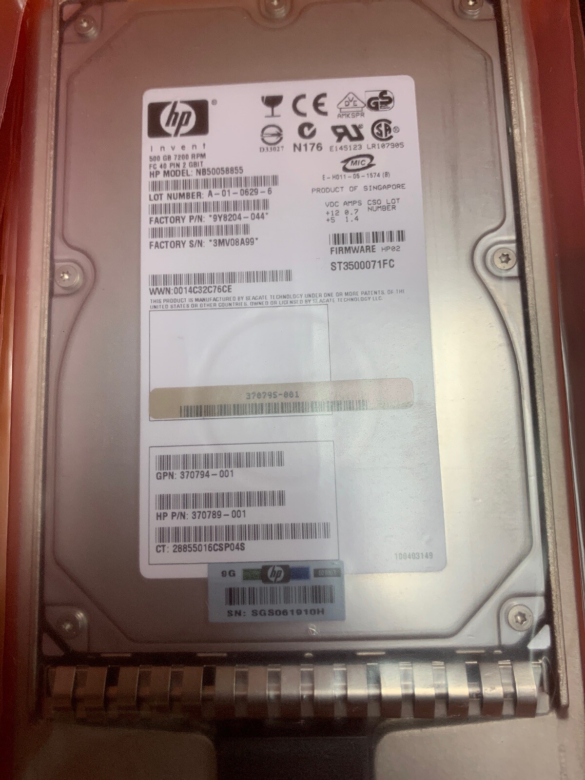 370794-001 370789-001 NEW HP NB50058855 500GB 7200 RPM FC HARD DRIVE HDD inc VAT