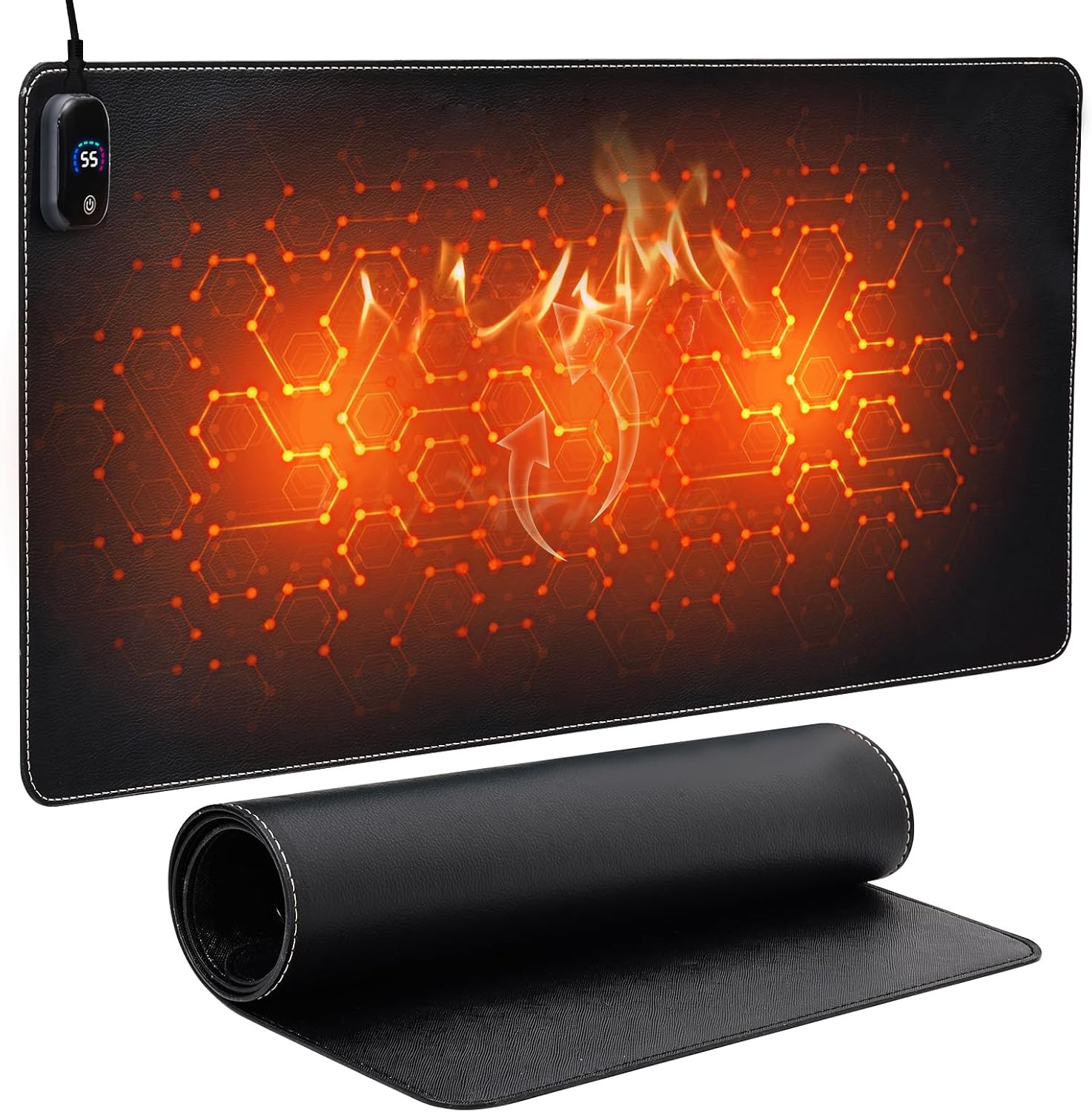 Heated Mouse Pad Warm Desk Pad 3 Heat Levels Auto Shut Off Black 31x13