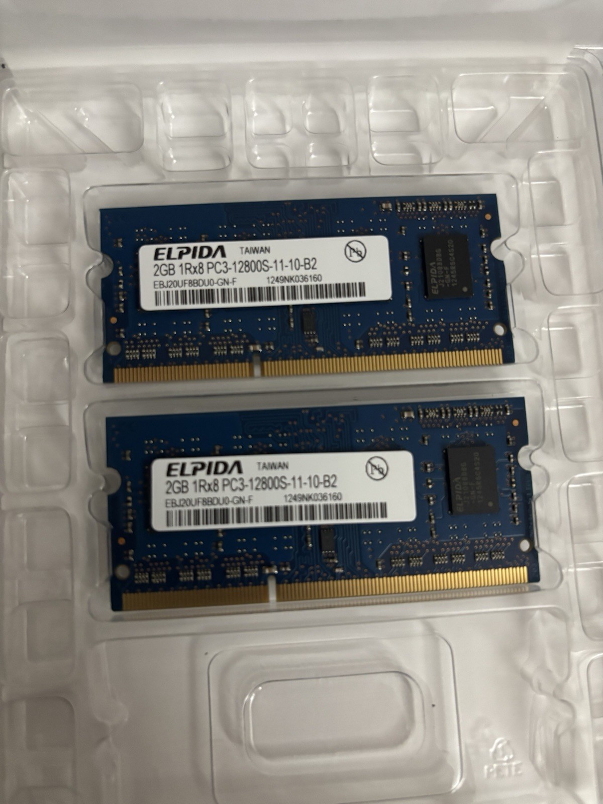 Elpida Lot (2) 4GB 1Rx8 PC3-12800S-11-10-B2 Memory RAM EBJ20UF8BDU0-GN-F Genuine