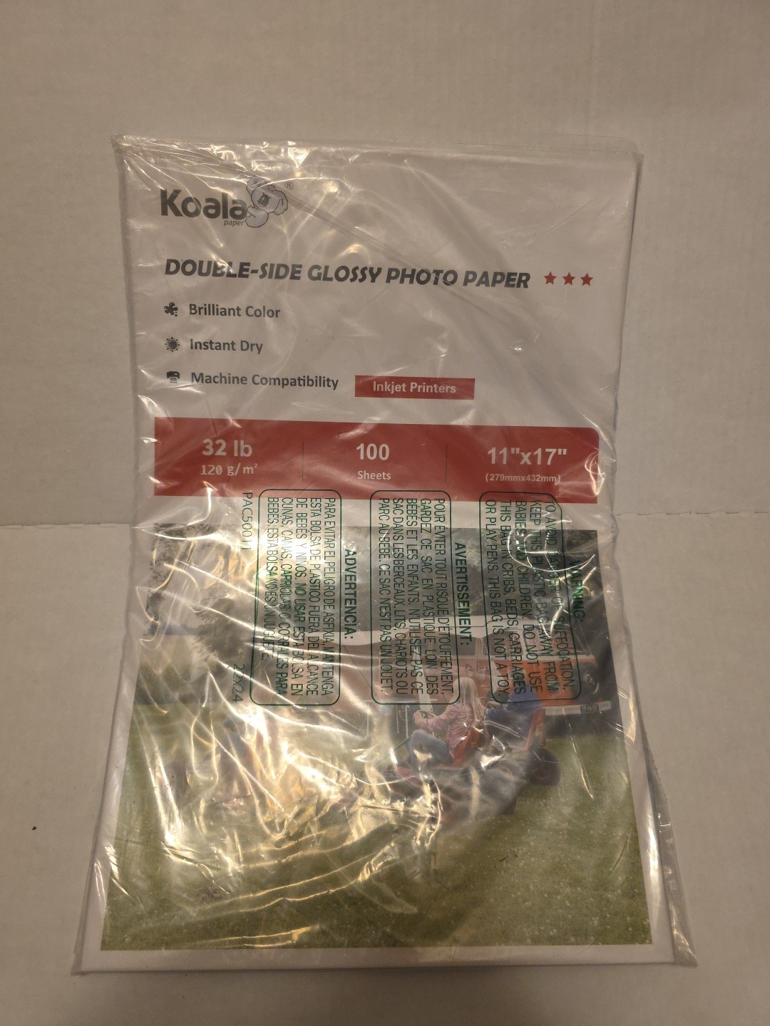 Koala Double Sided Glossy Photo Paper 11x17 32lb 100 Sheets Inkjet Printer 