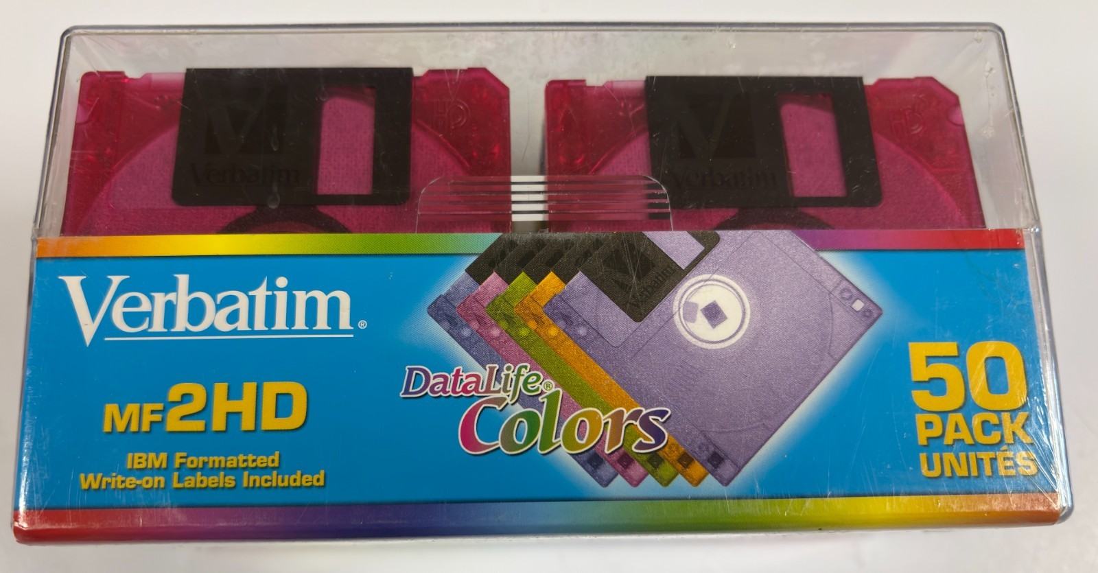 Verbatim DataLife Colors 50 Pack MF2HD 3.5" Microdisks IBM Formatted NEW SEALED