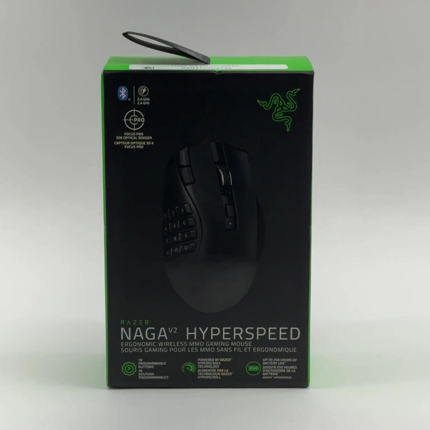 New Razer Naga V2 Hyperspeed RZ01-0360 Wireless Gaming Mouse Black
