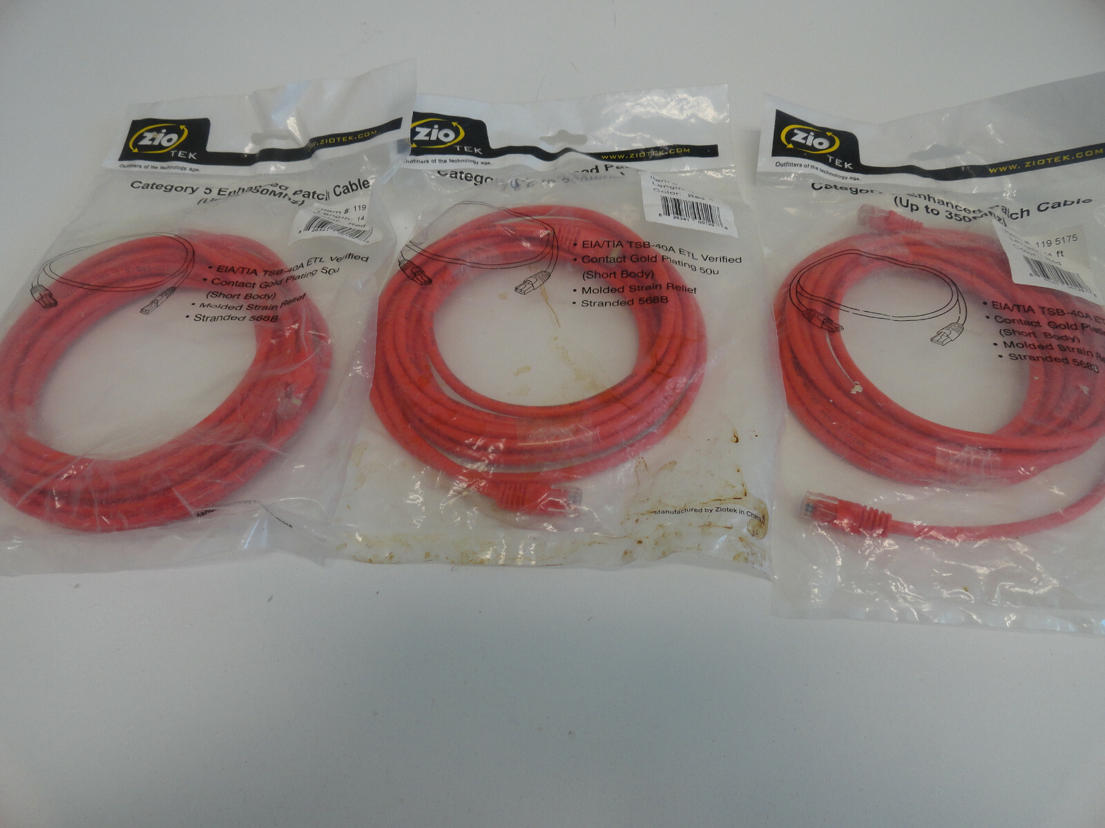 PP2: Lot of 6 Ziotek Category 5 Patch Cable 1195175 and 1195165