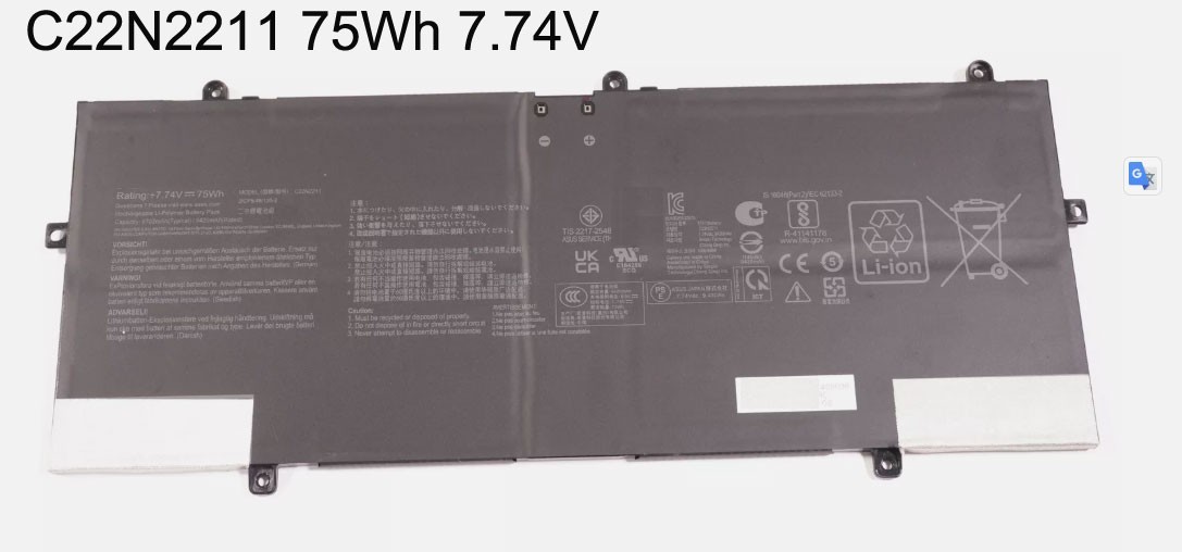 New C22N2211 75Wh Battery for ASUS Zenbook 14 UX3405 UX3405MA-PH77 0B200-0440000