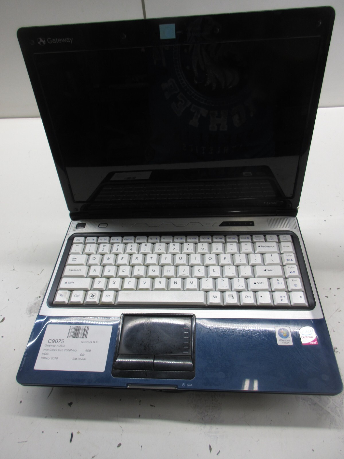 Gateway W350I Intel Core2 Duo 2000MHz 4GB NO HDD No Batt